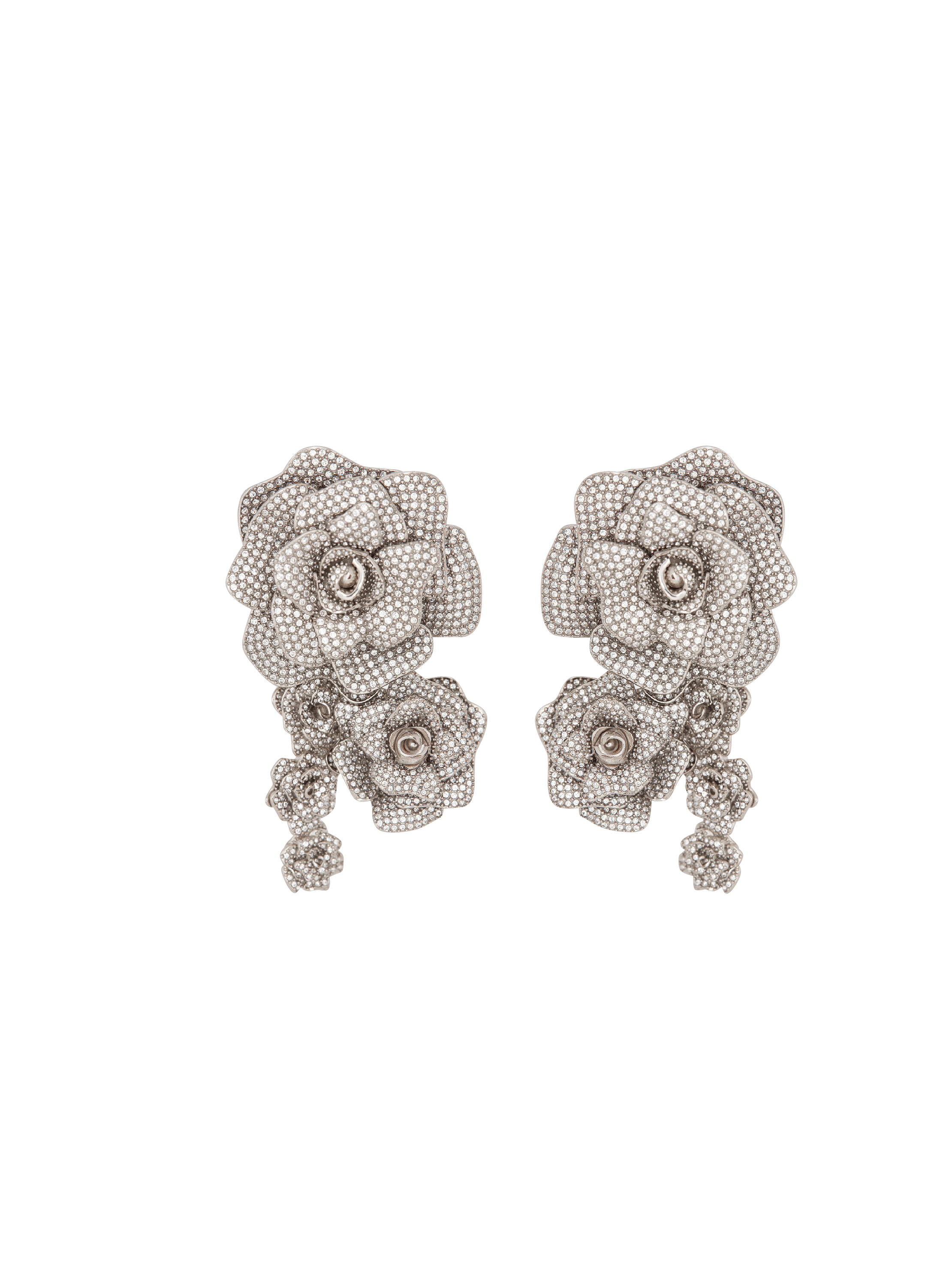 Palladium Rose earrings set with crystals