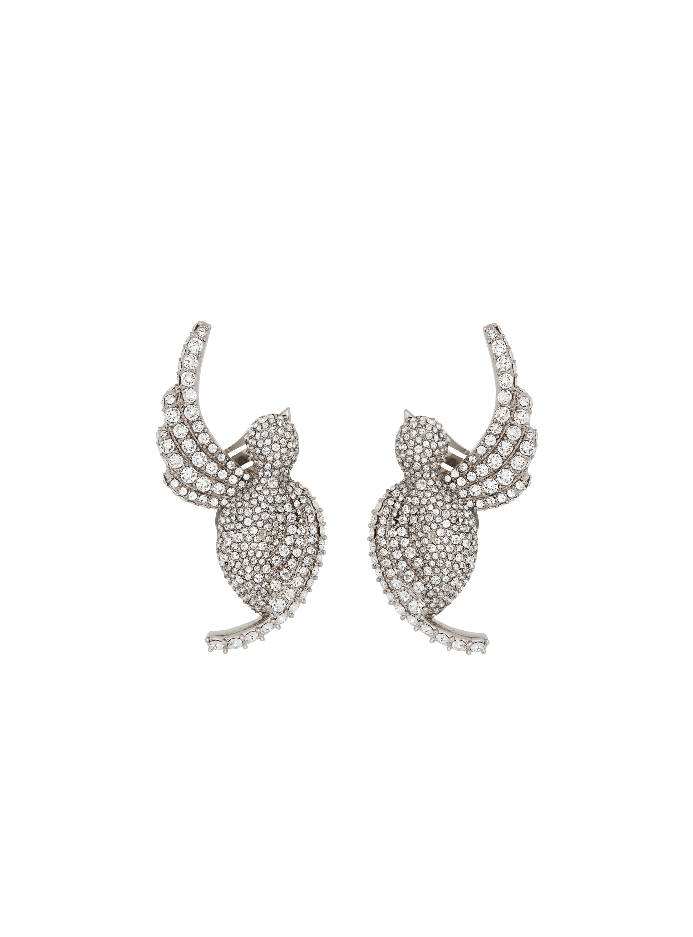 Rhinestone and palladium Swallow earrings