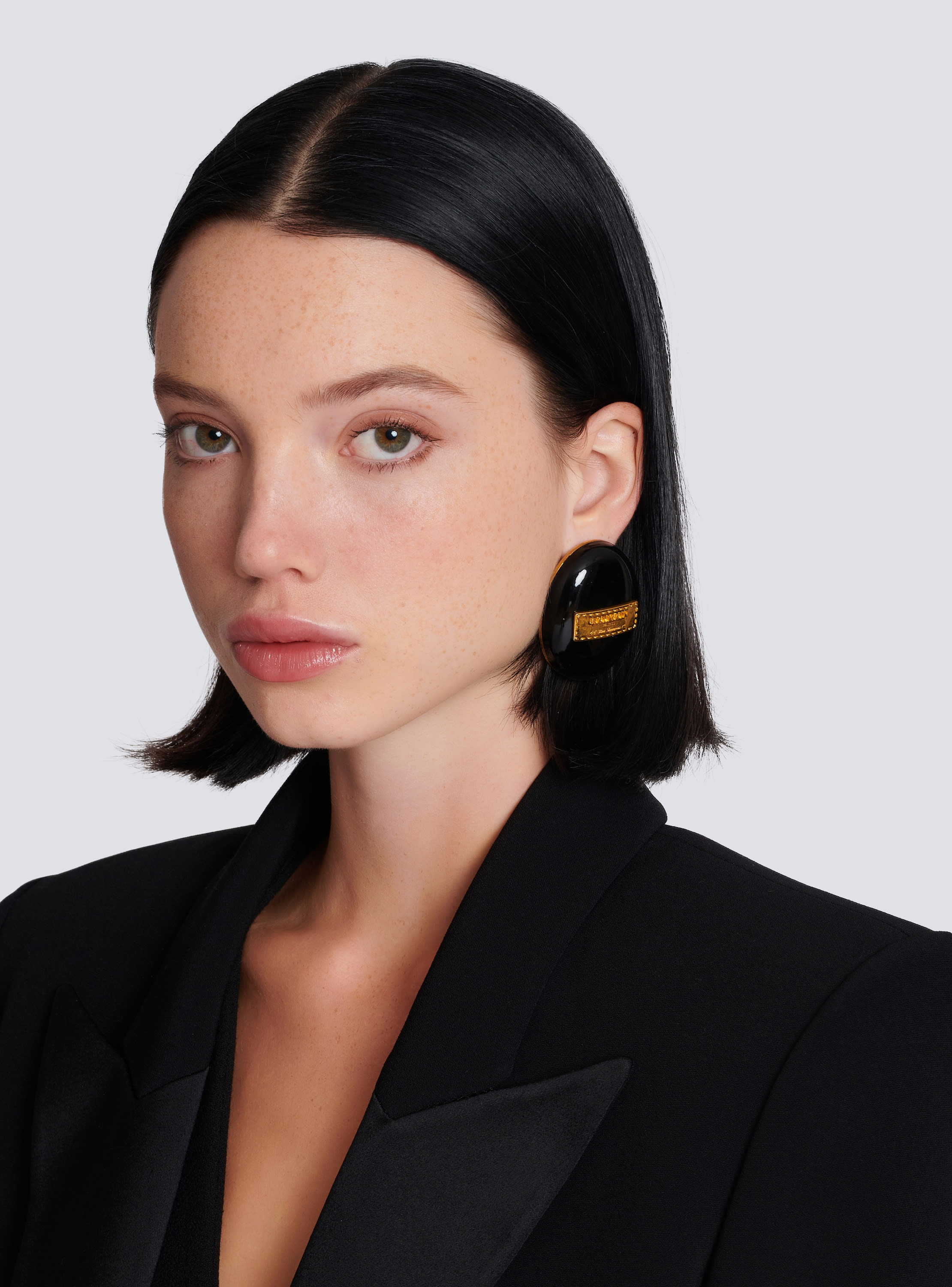 Signature Grid brass and enamel earrings 