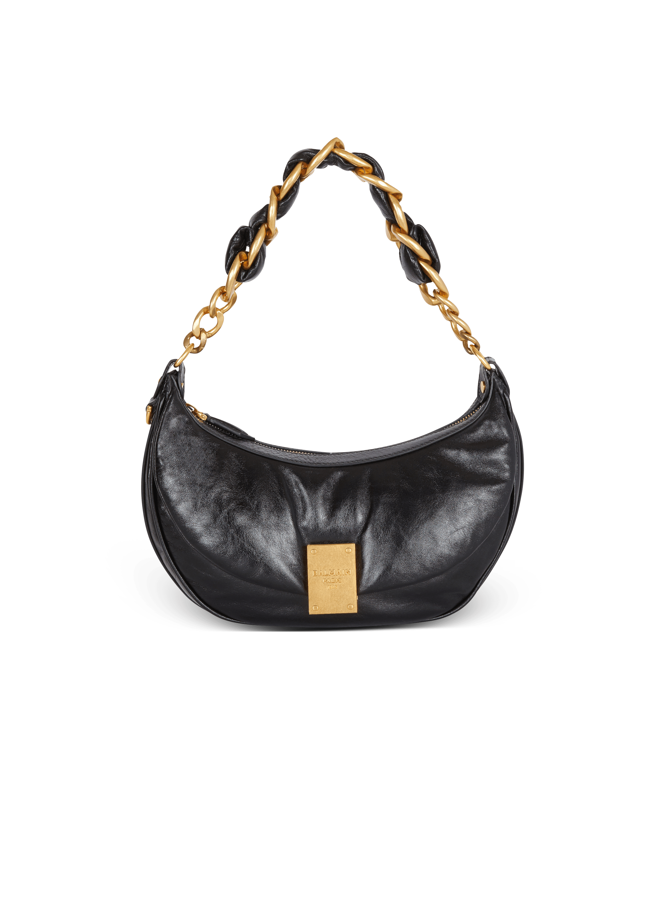 1945 Soft Hobo bag in crinkled leather black Women BALMAIN