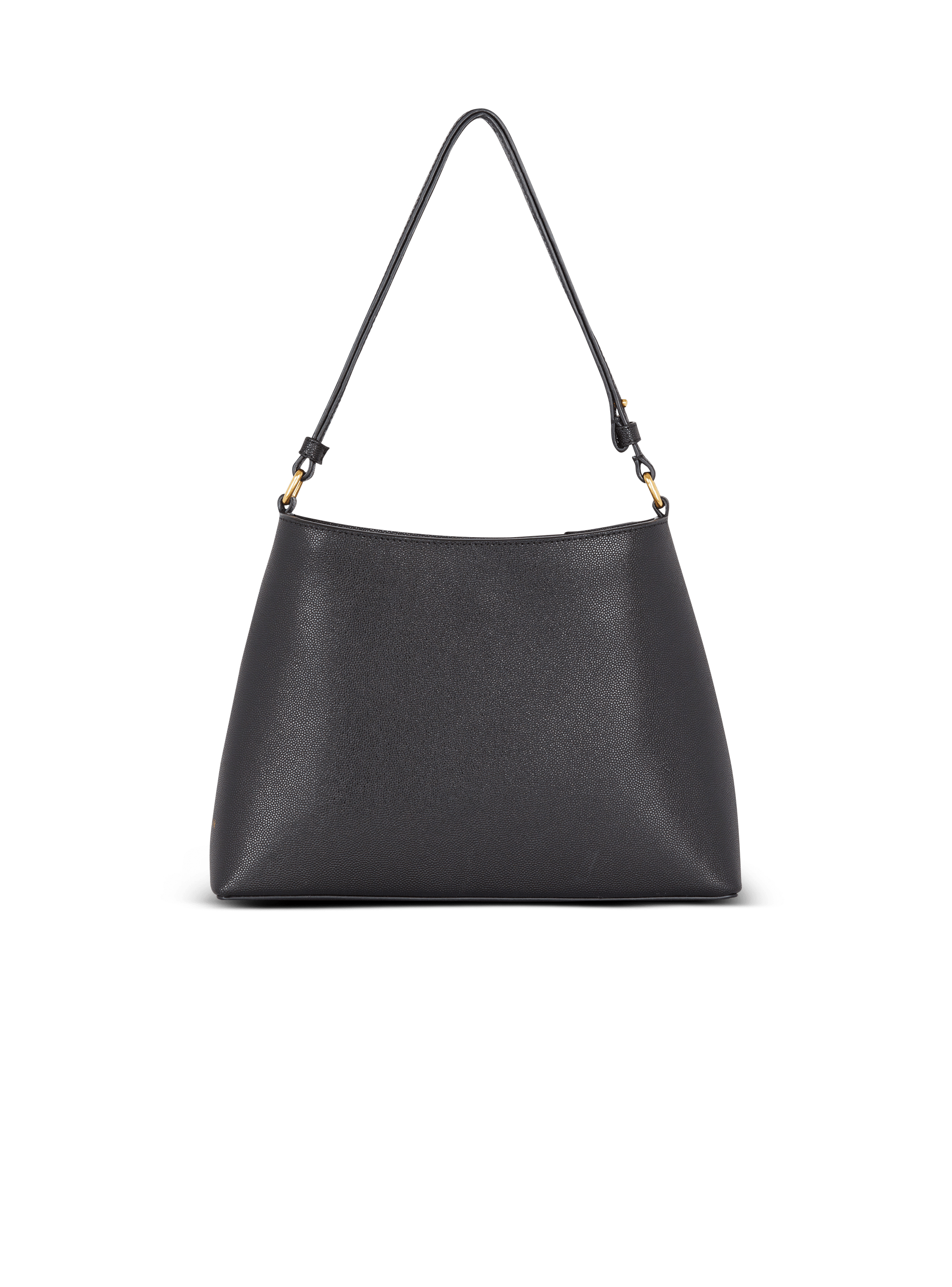 Grained Leather Emblem Handbag