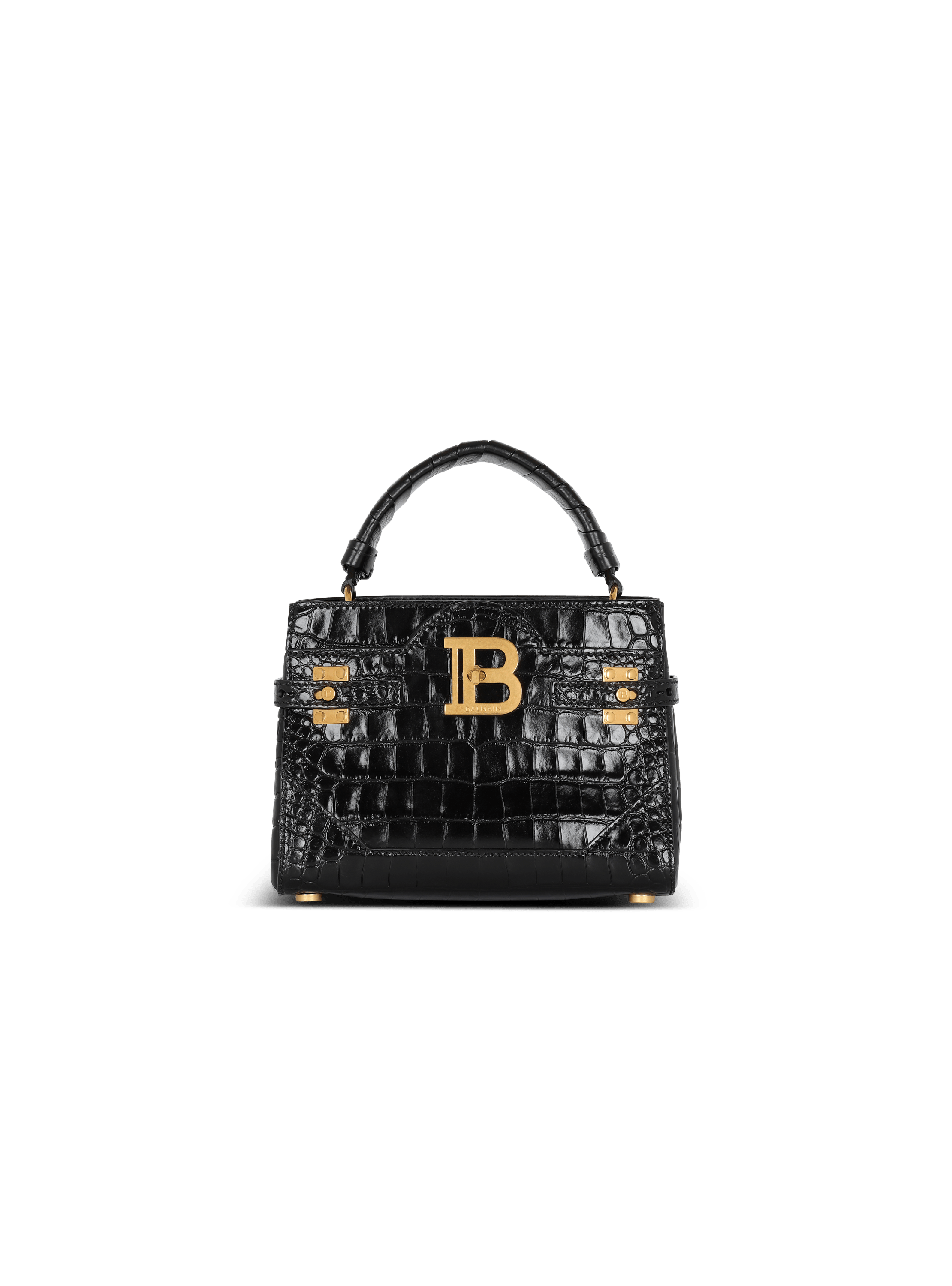 B-Buzz 22 top-handle bag in crocodile-print leather