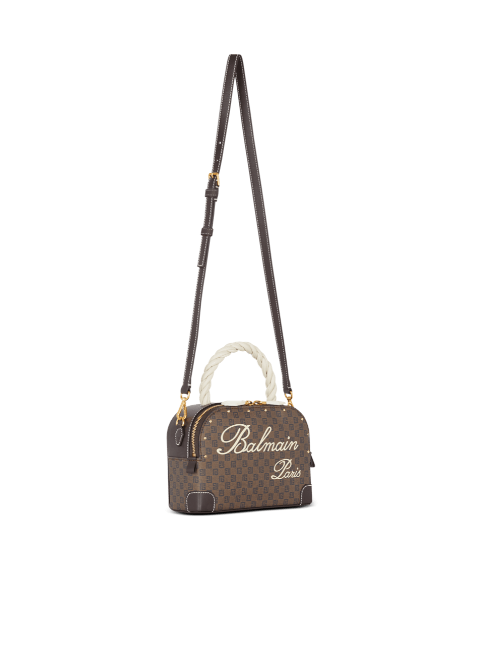 Monogram canvas and leather make up bag brown - Women | BALMAIN