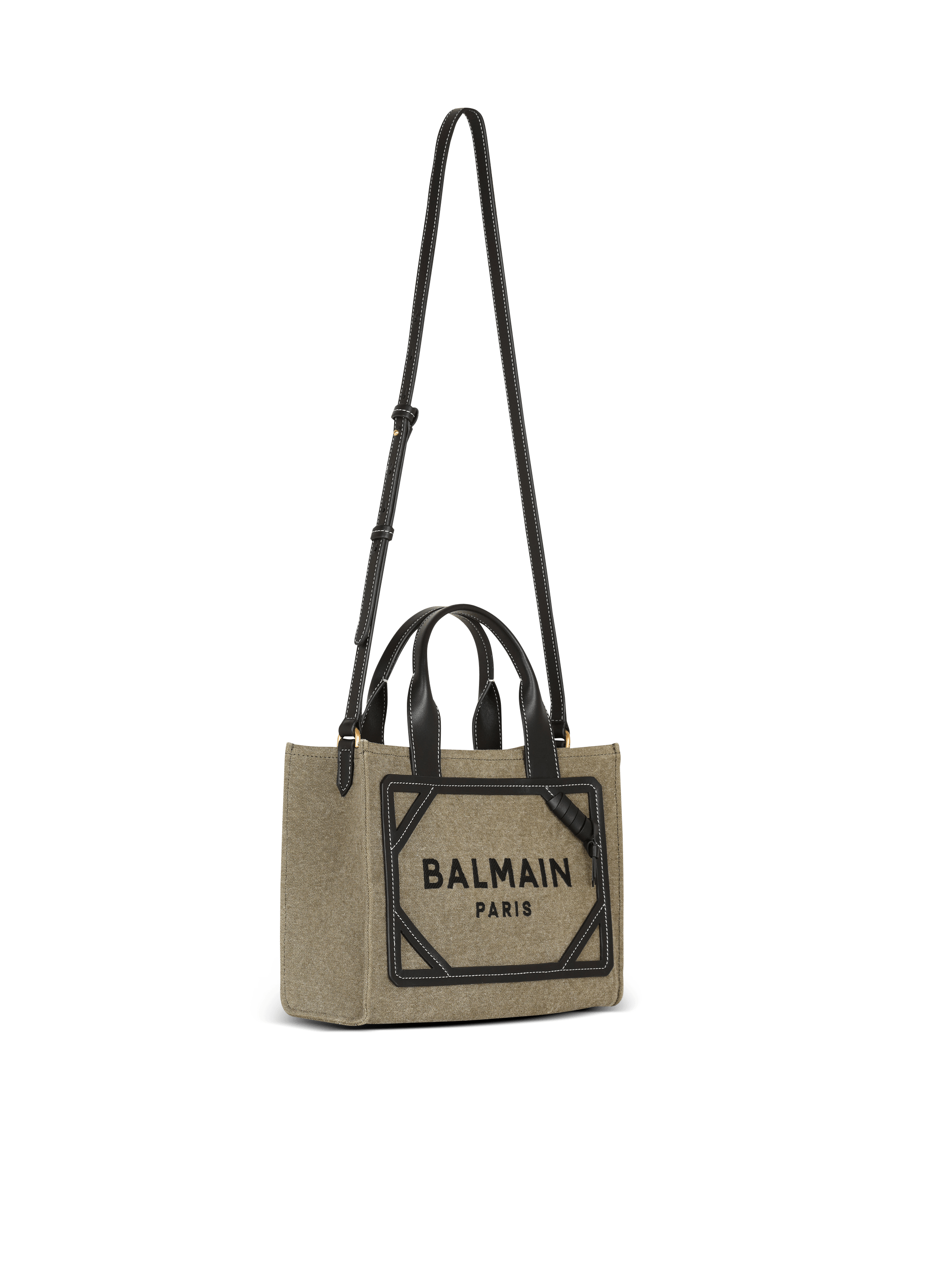 B-Army canvas clutch bag with leather inserts