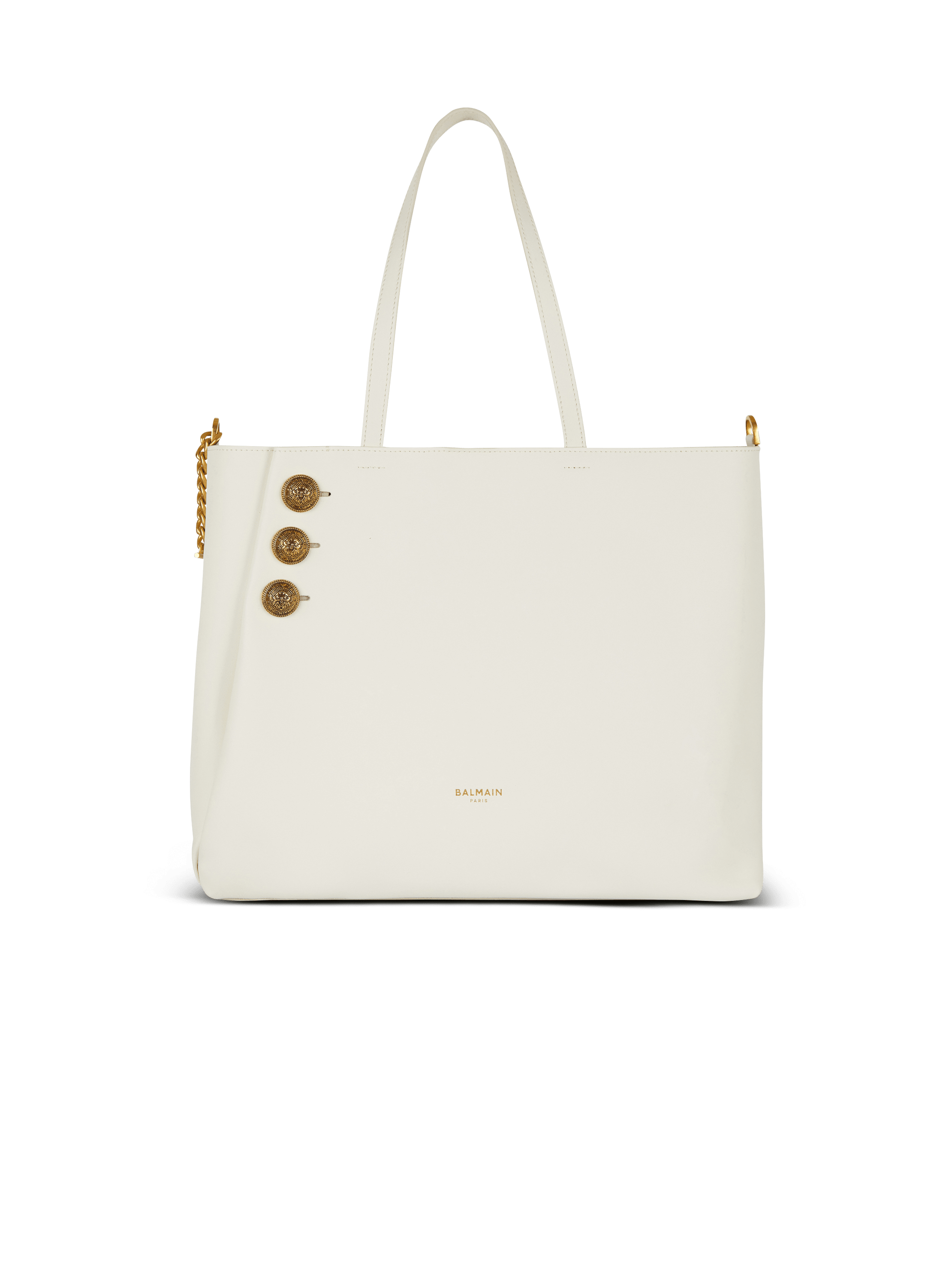 Balmain Emblème leather shoulder bag - White