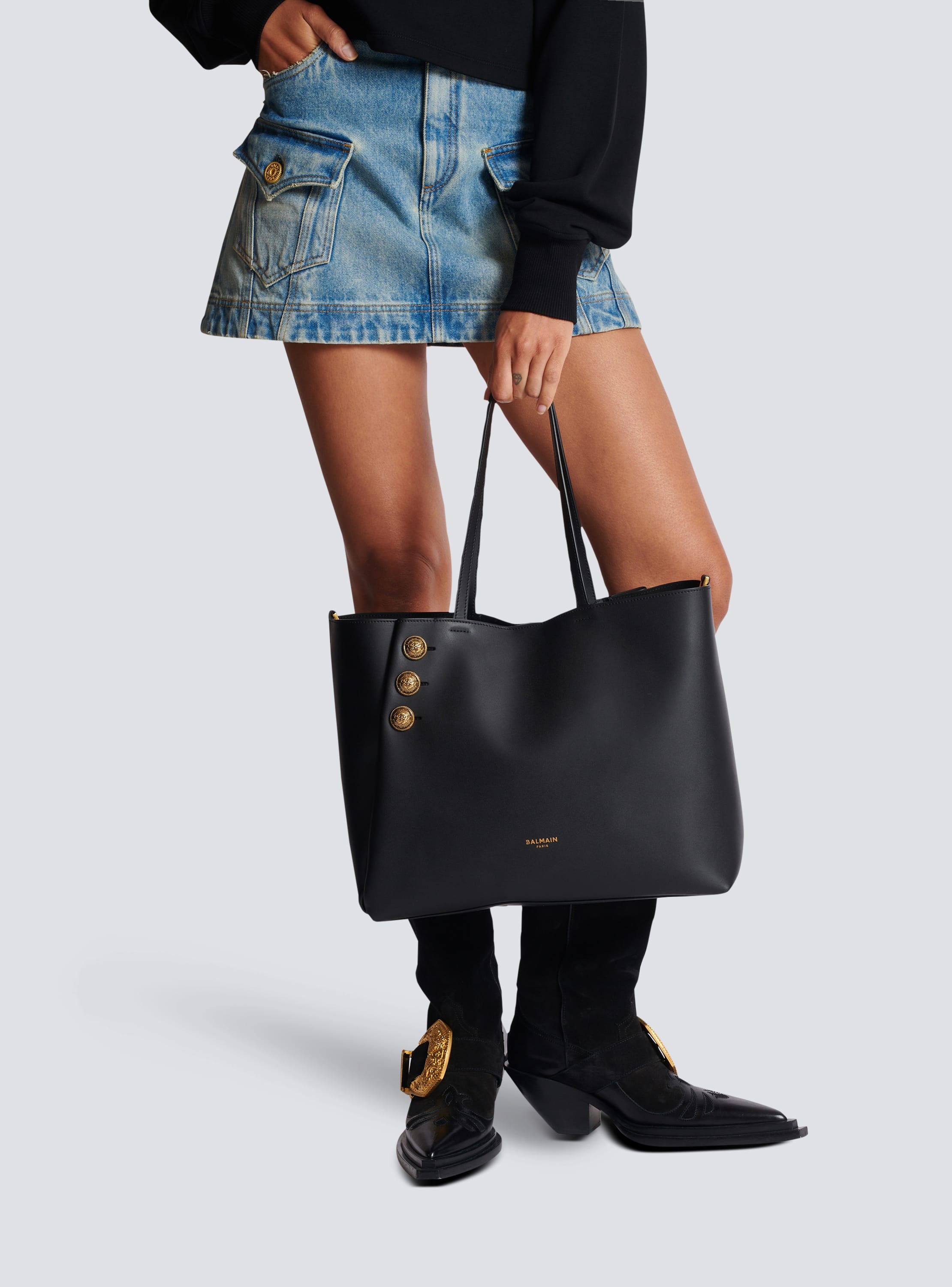 Balmain Varsity embroidered-logo tote bag - Black