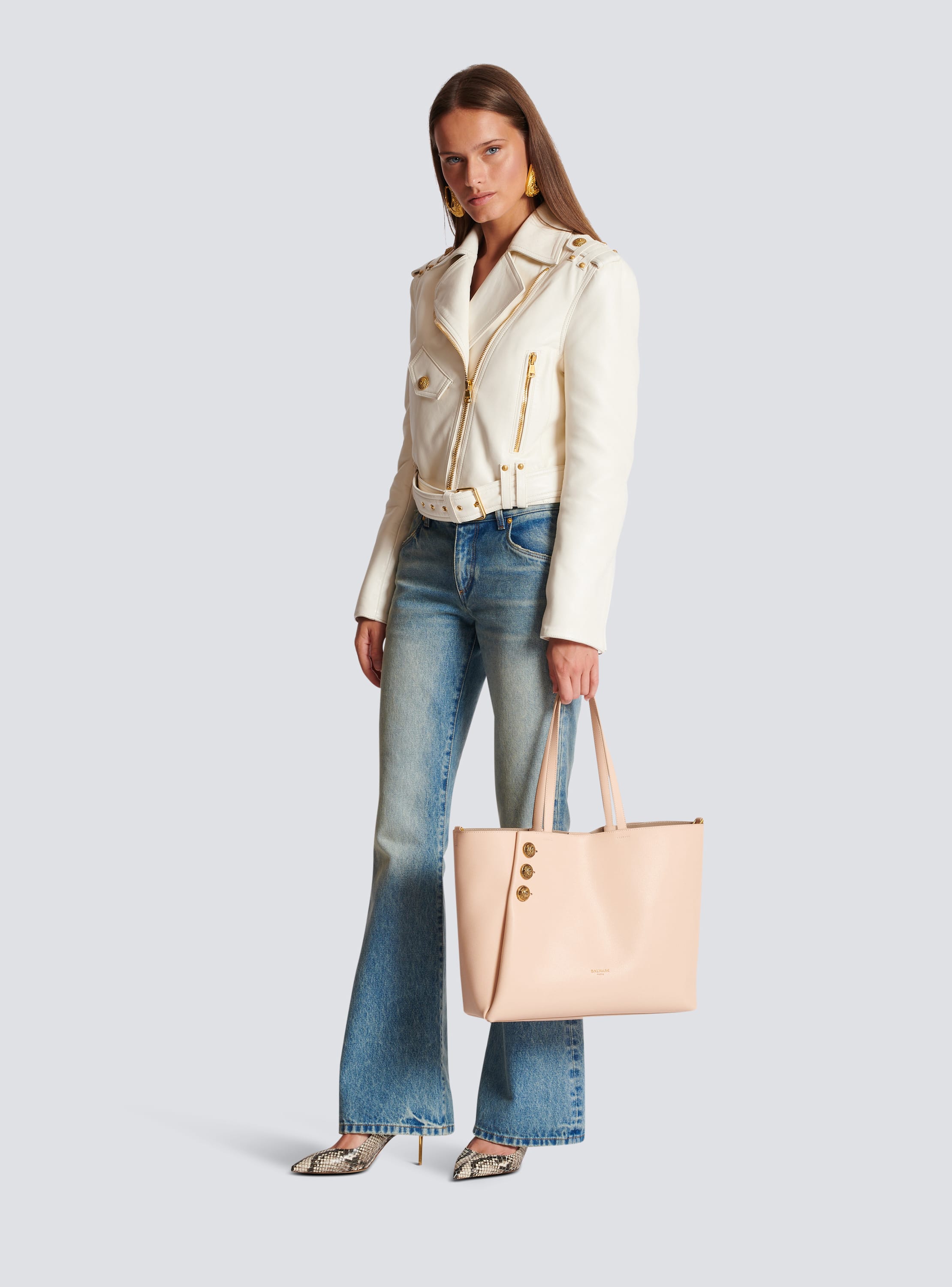 Emblème grained leather tote bag