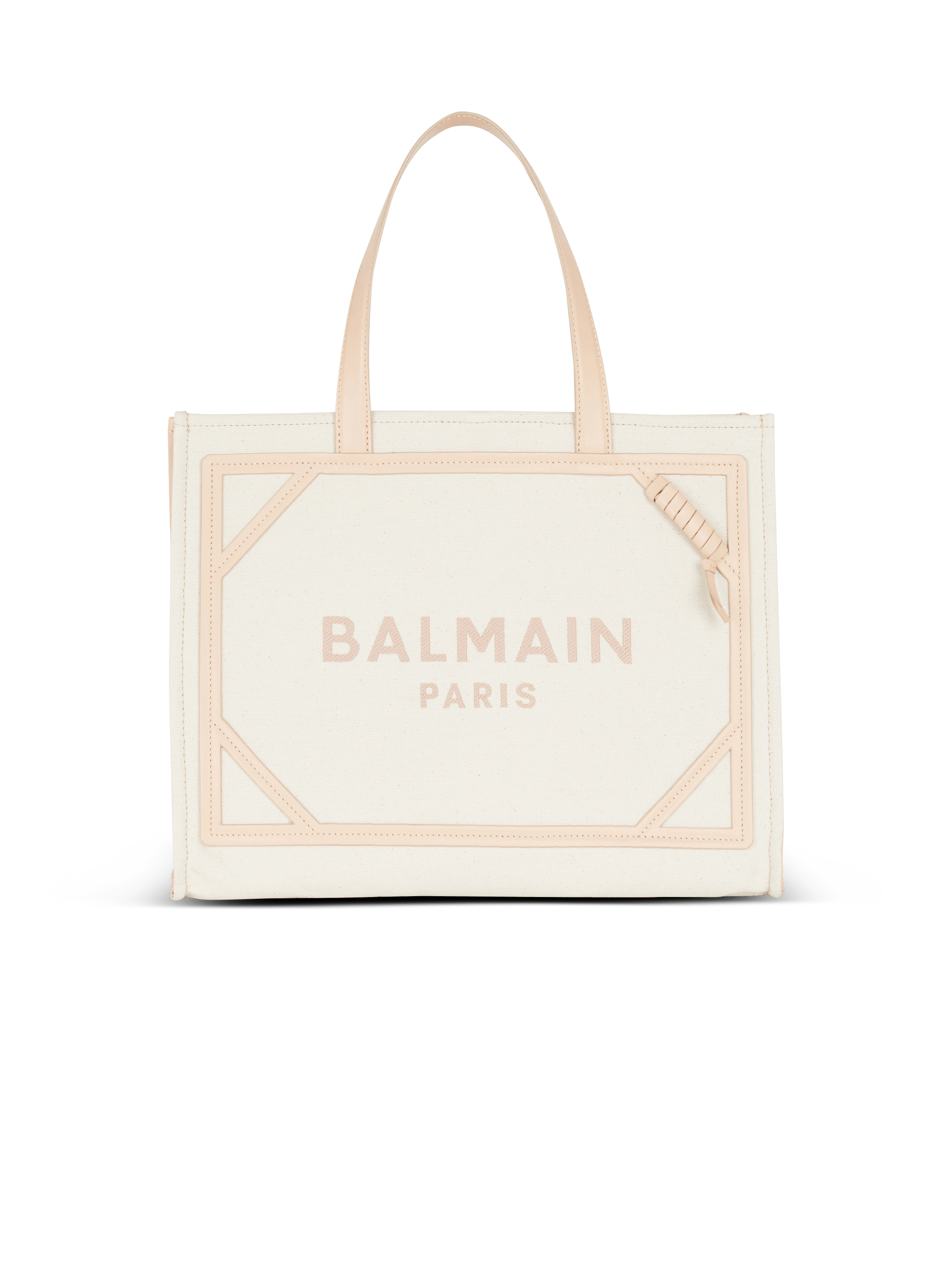 B-Army 42 canvas and smooth leather tote bag beige - Women | BALMAIN