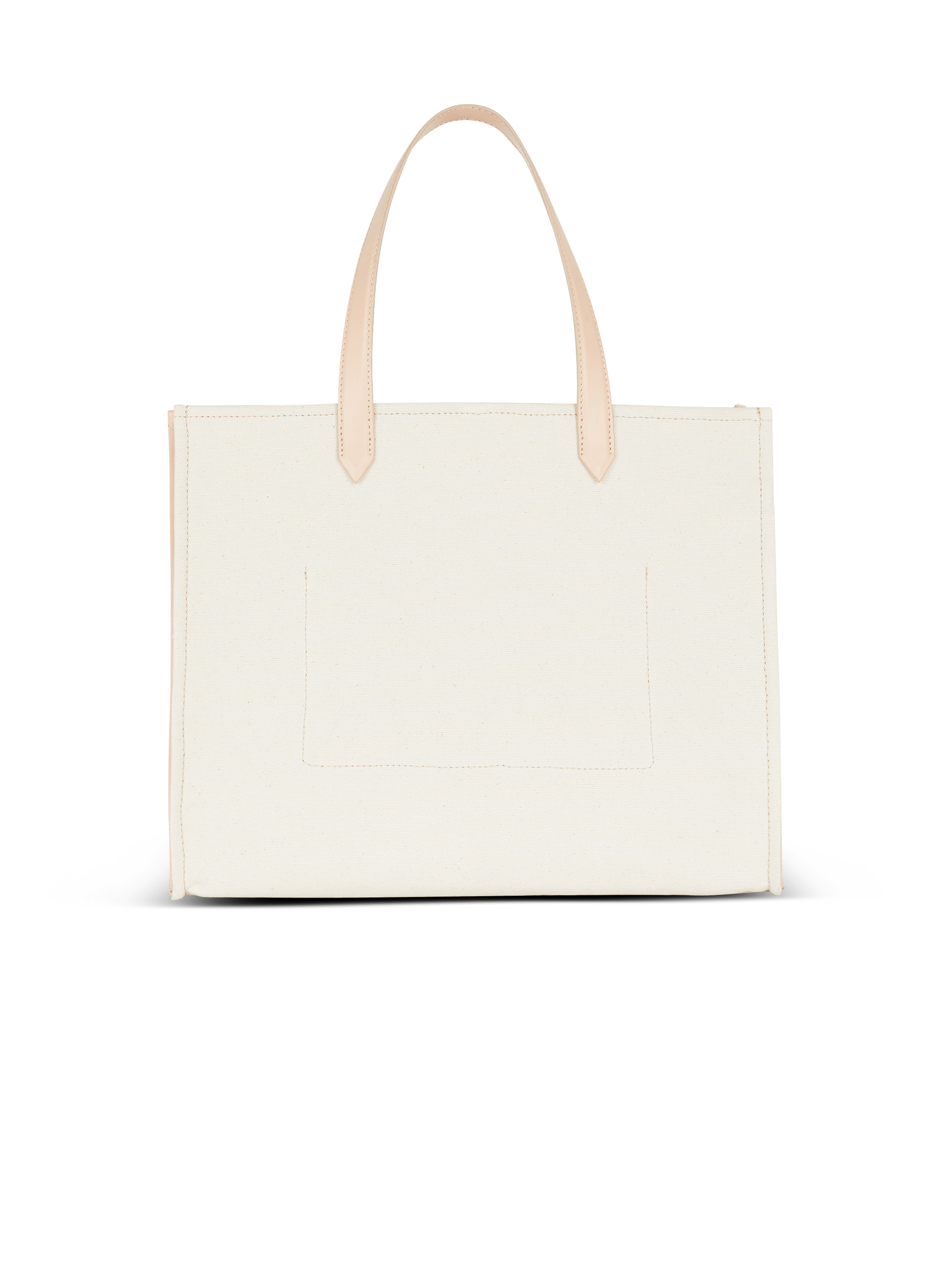 B-Army 42 canvas and smooth leather tote bag beige - Women | BALMAIN