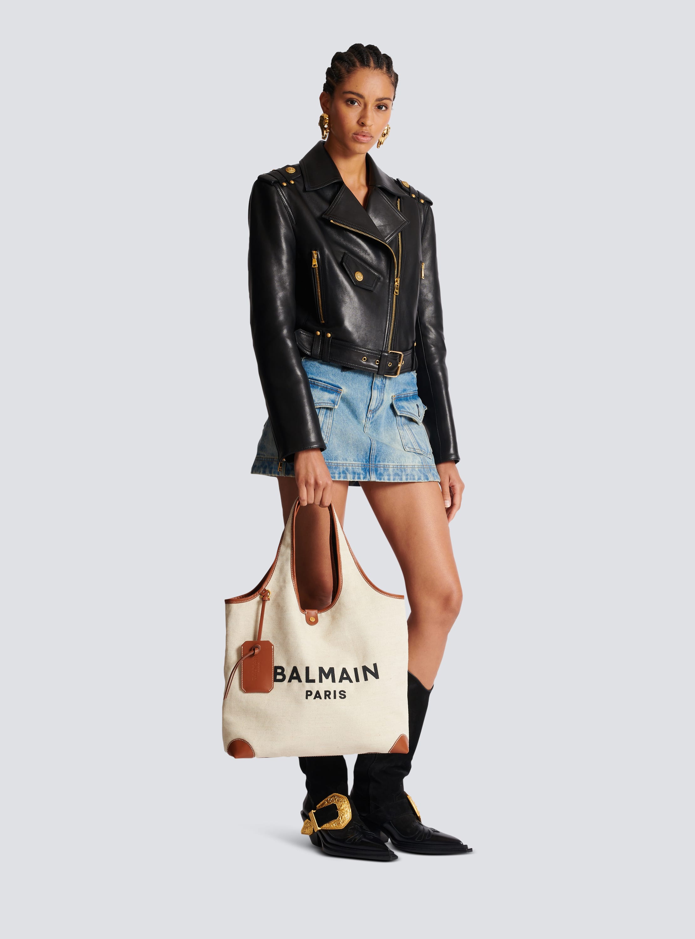 Grocery Bag B Army in tela e pelle Donna BALMAIN