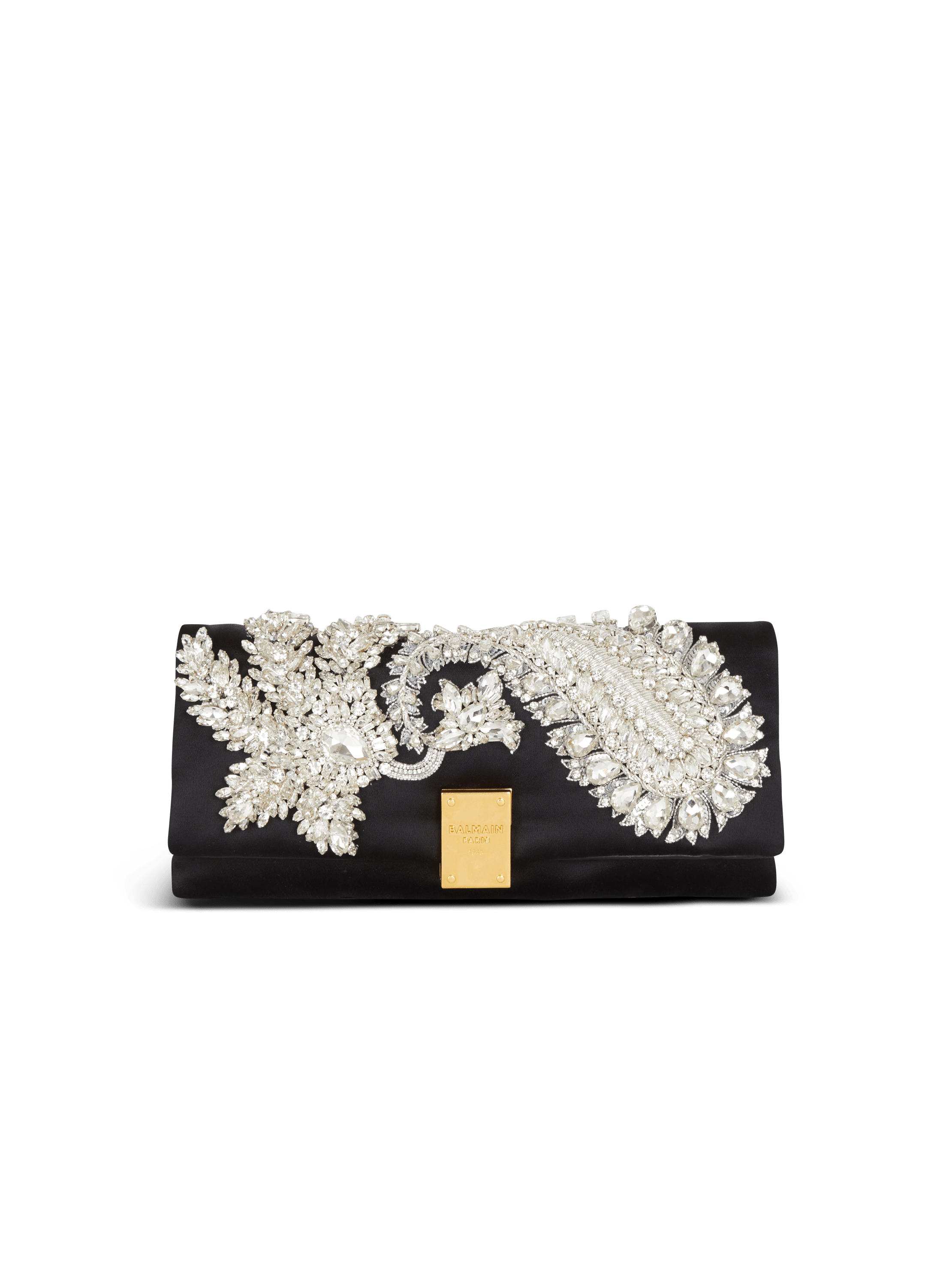 1945 Soft embroidered satin clutch black - Women | BALMAIN