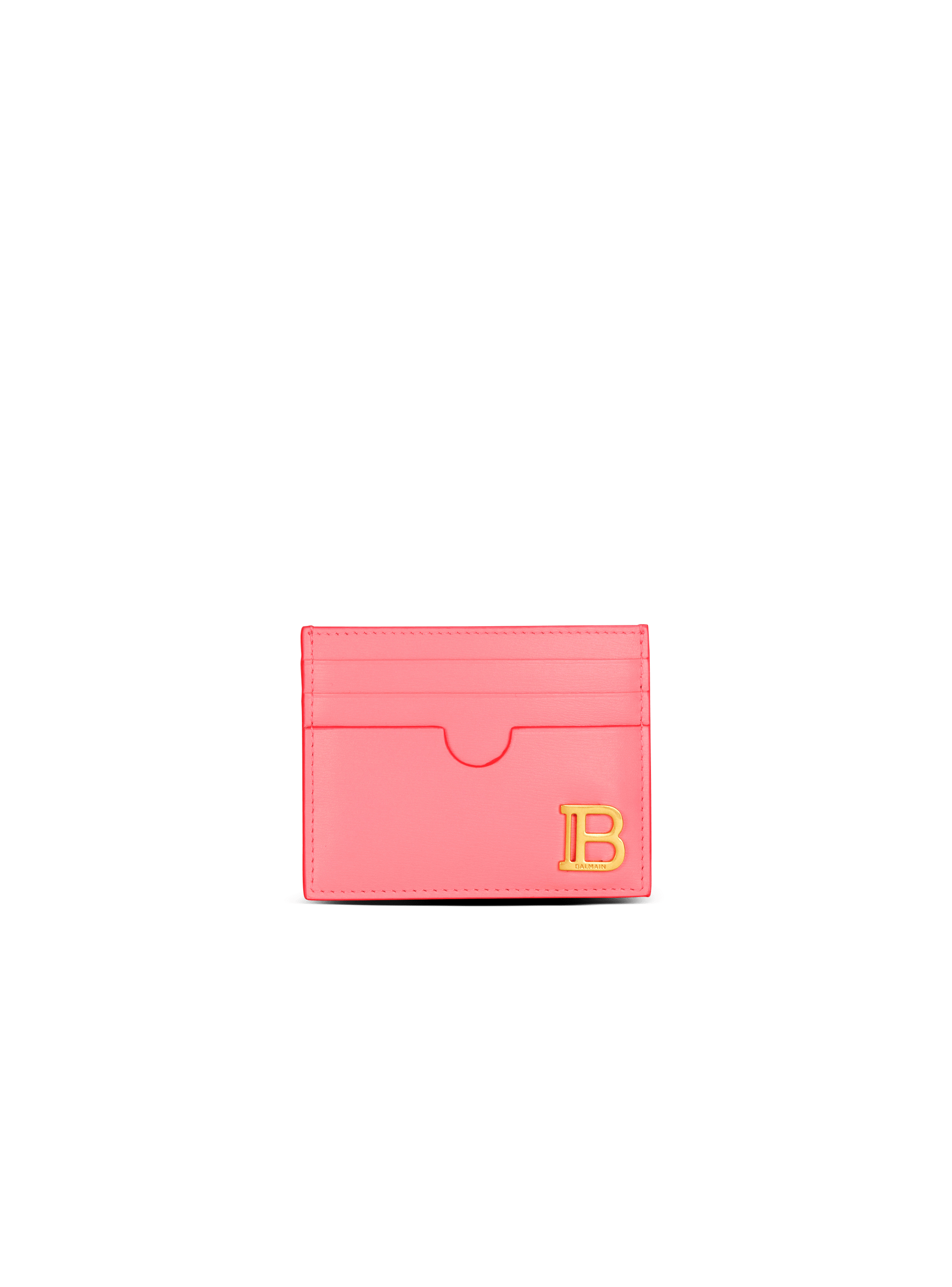 B-Buzz grained leather card holder pink - Women | BALMAIN