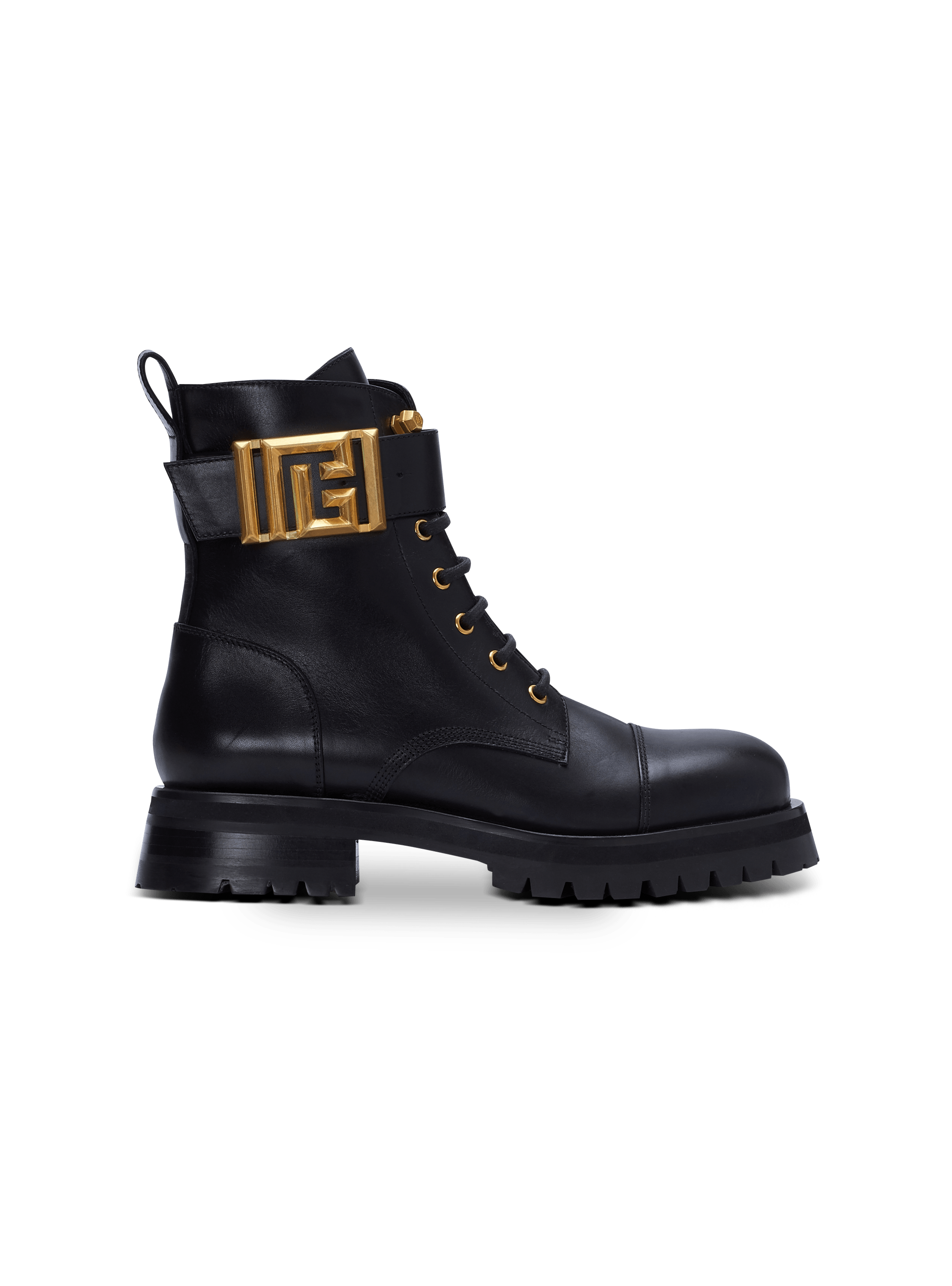 Romy leather army boots, black, hi-res