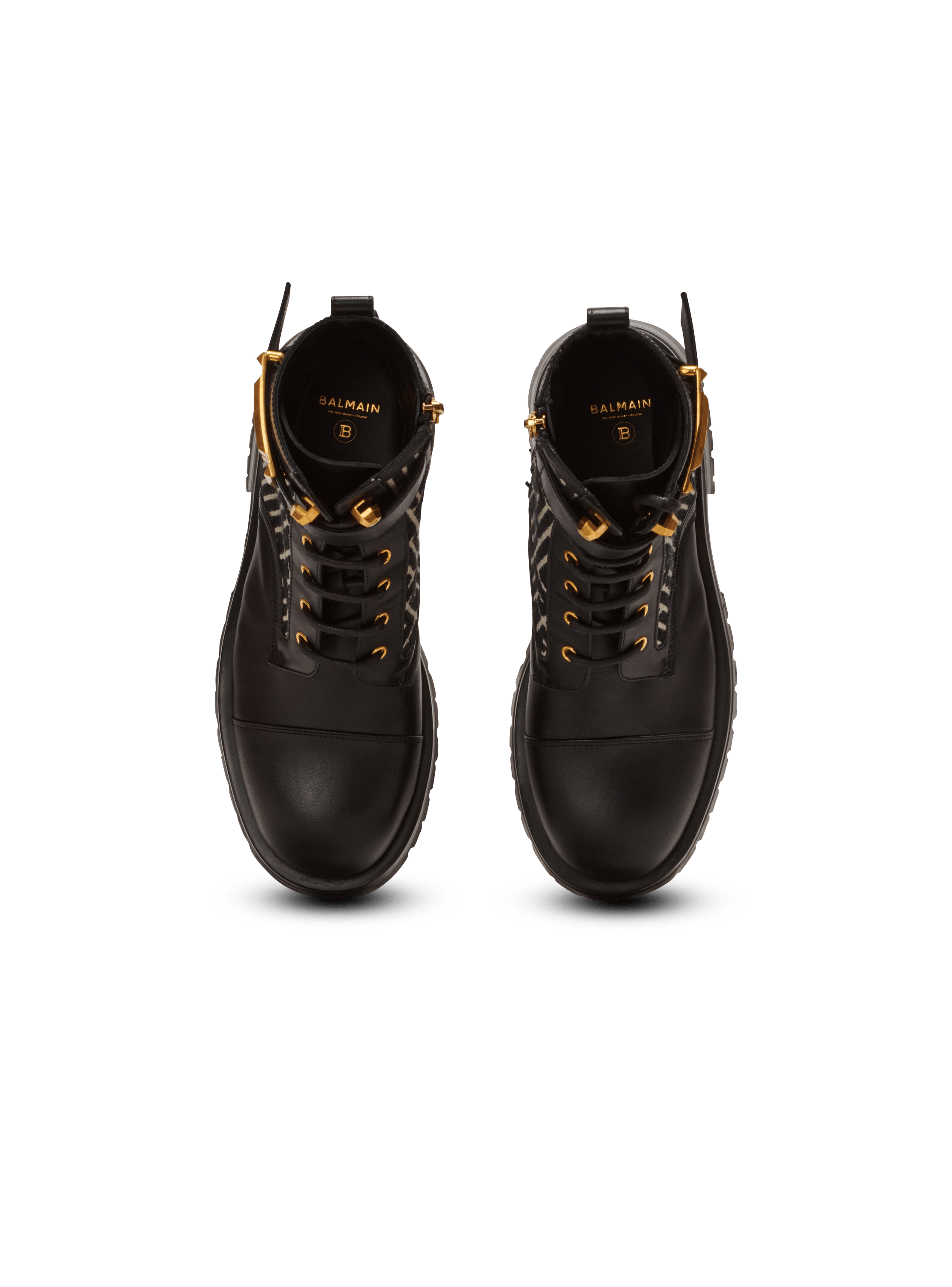 Balmain Charlie Monogram Lace-Up Army Booties