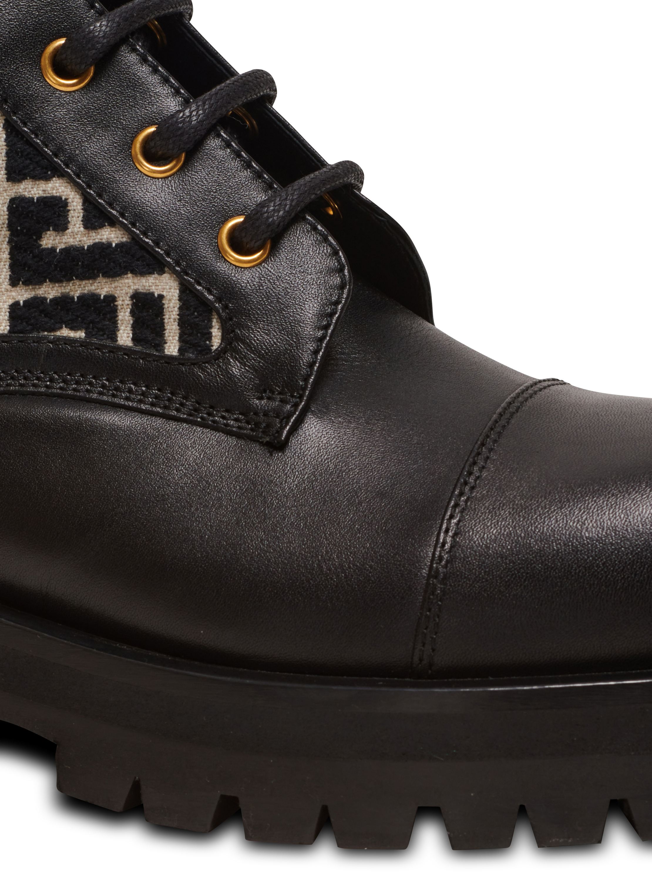 Charlie monogram jacquard and leather ranger boots