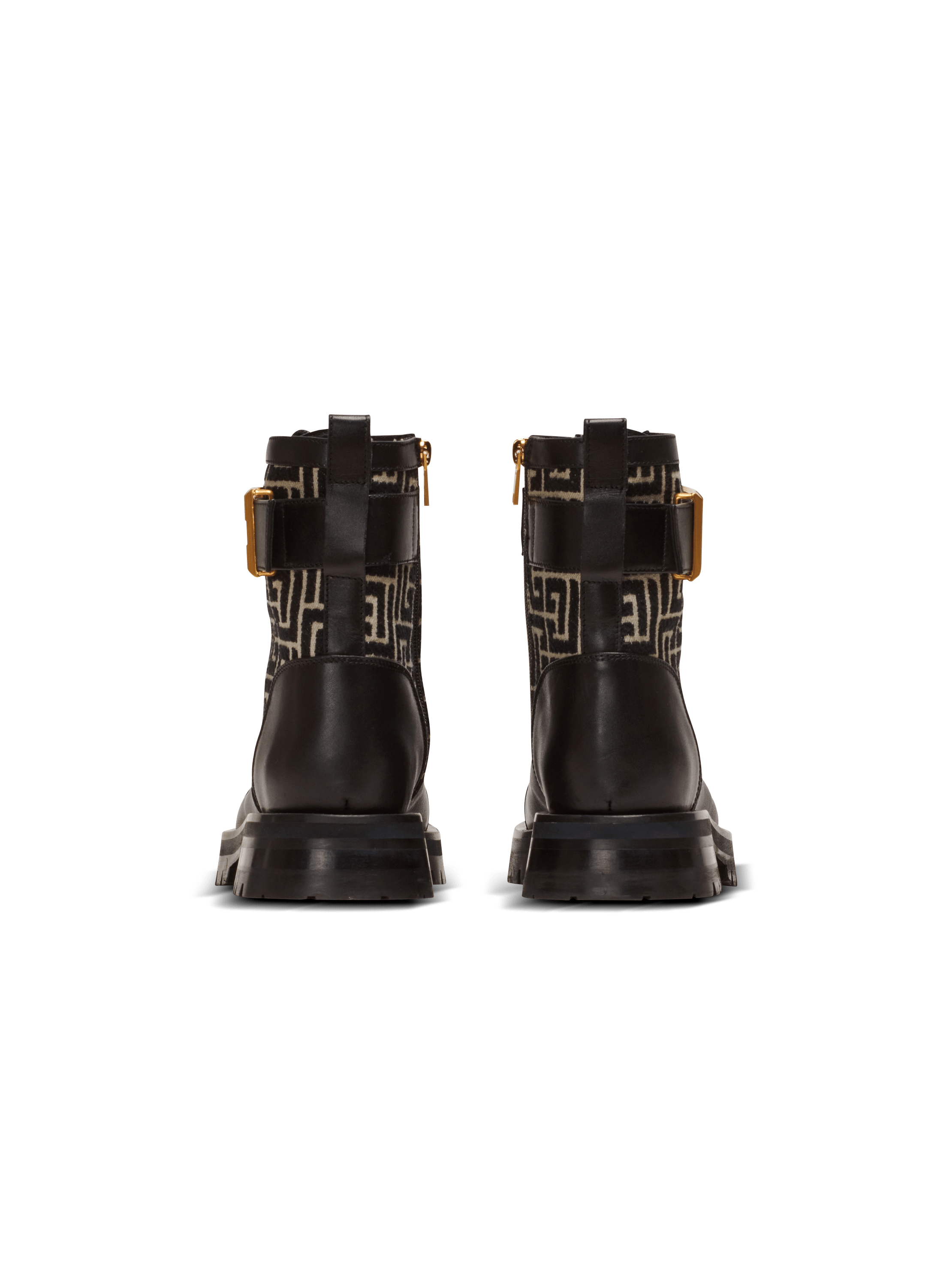 Balmain Charlie Monogram Lace-Up Army Booties