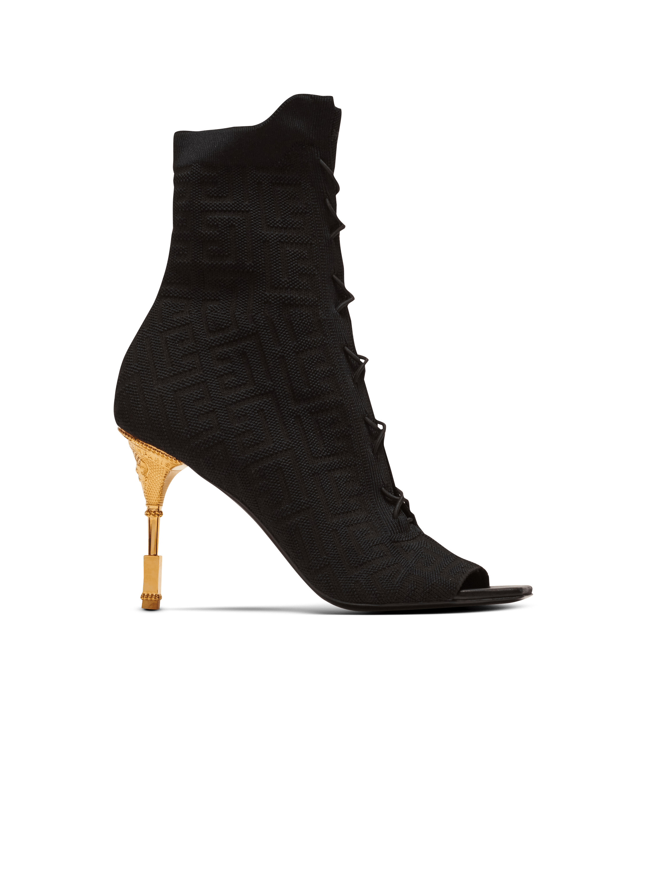 Moneta monogram knit ankle boots, noir, hi-res