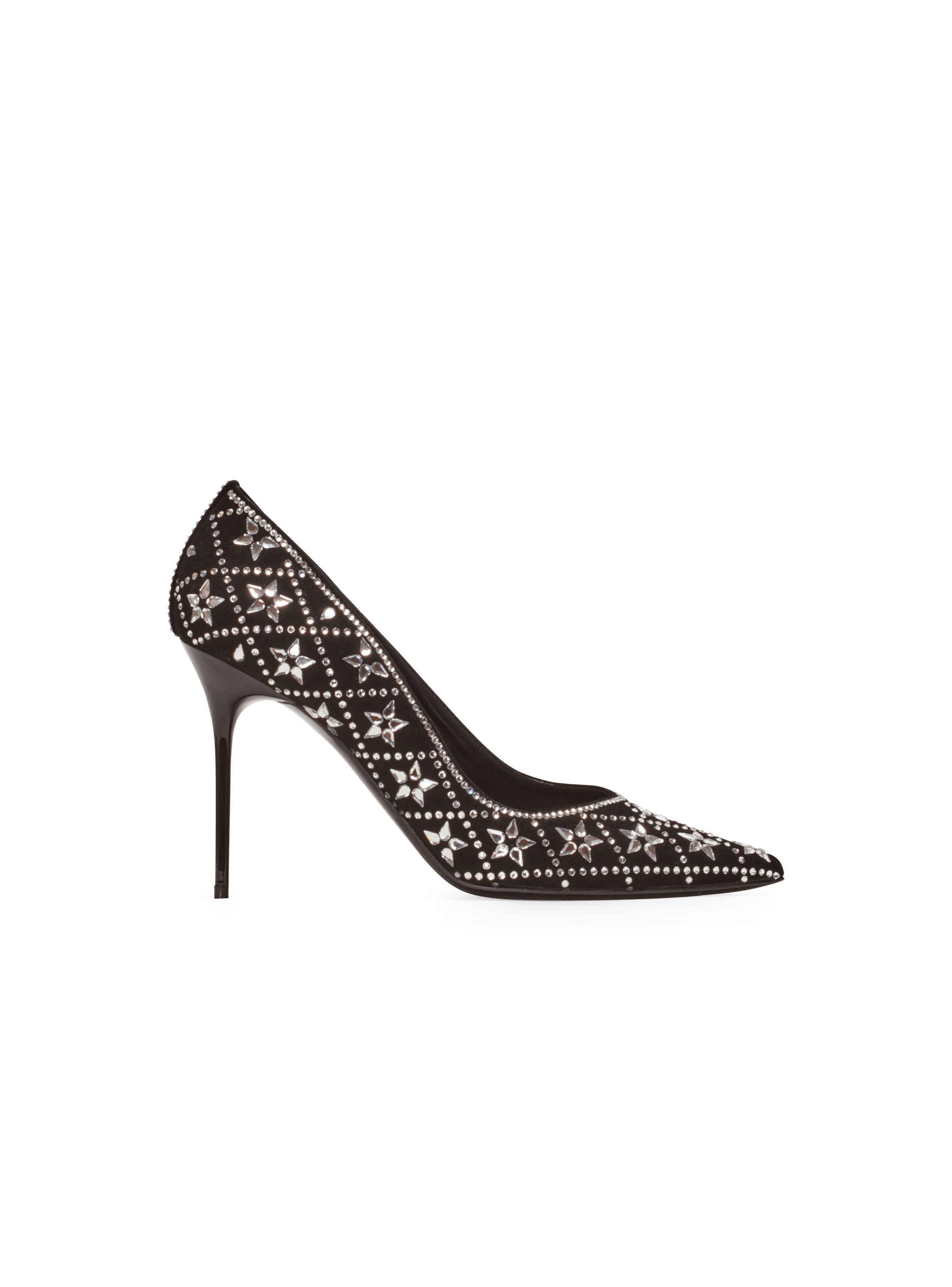 Escarpins Ruby en cuir suede avec cristaux noir Femme BALMAIN