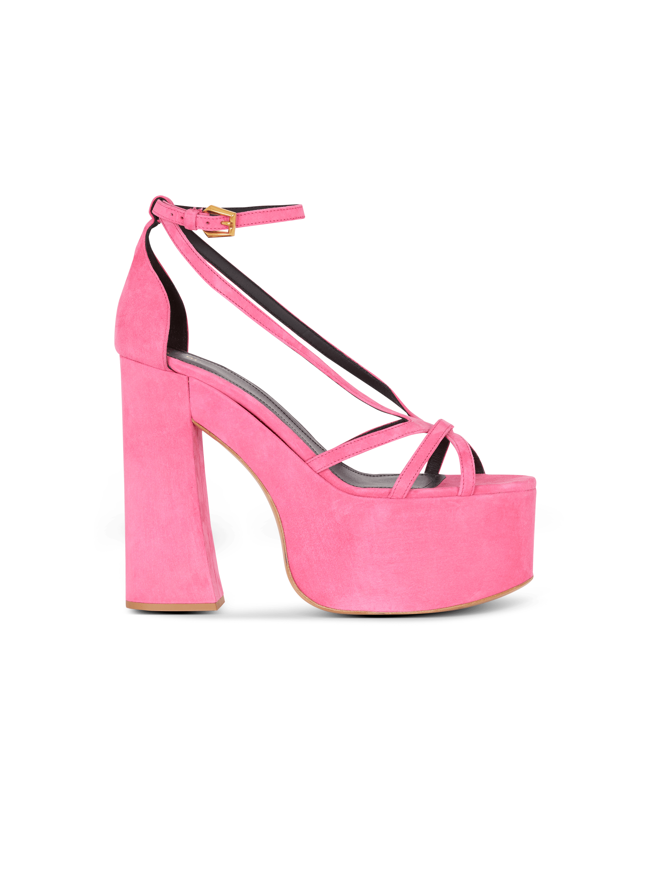 Cam suede platform sandals, pink, hi-res