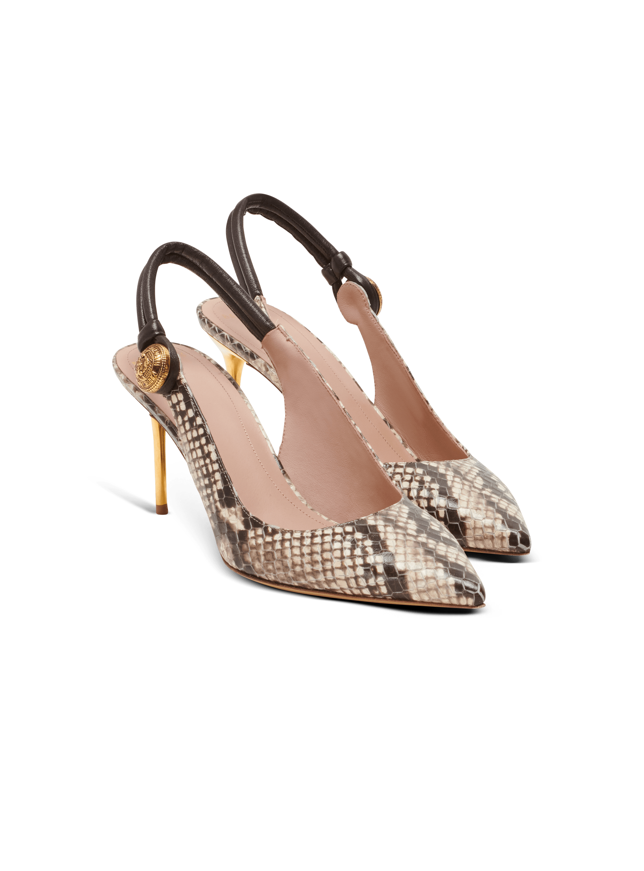 Slingback-Pumps Alma aus Leder mit Python-Effekt