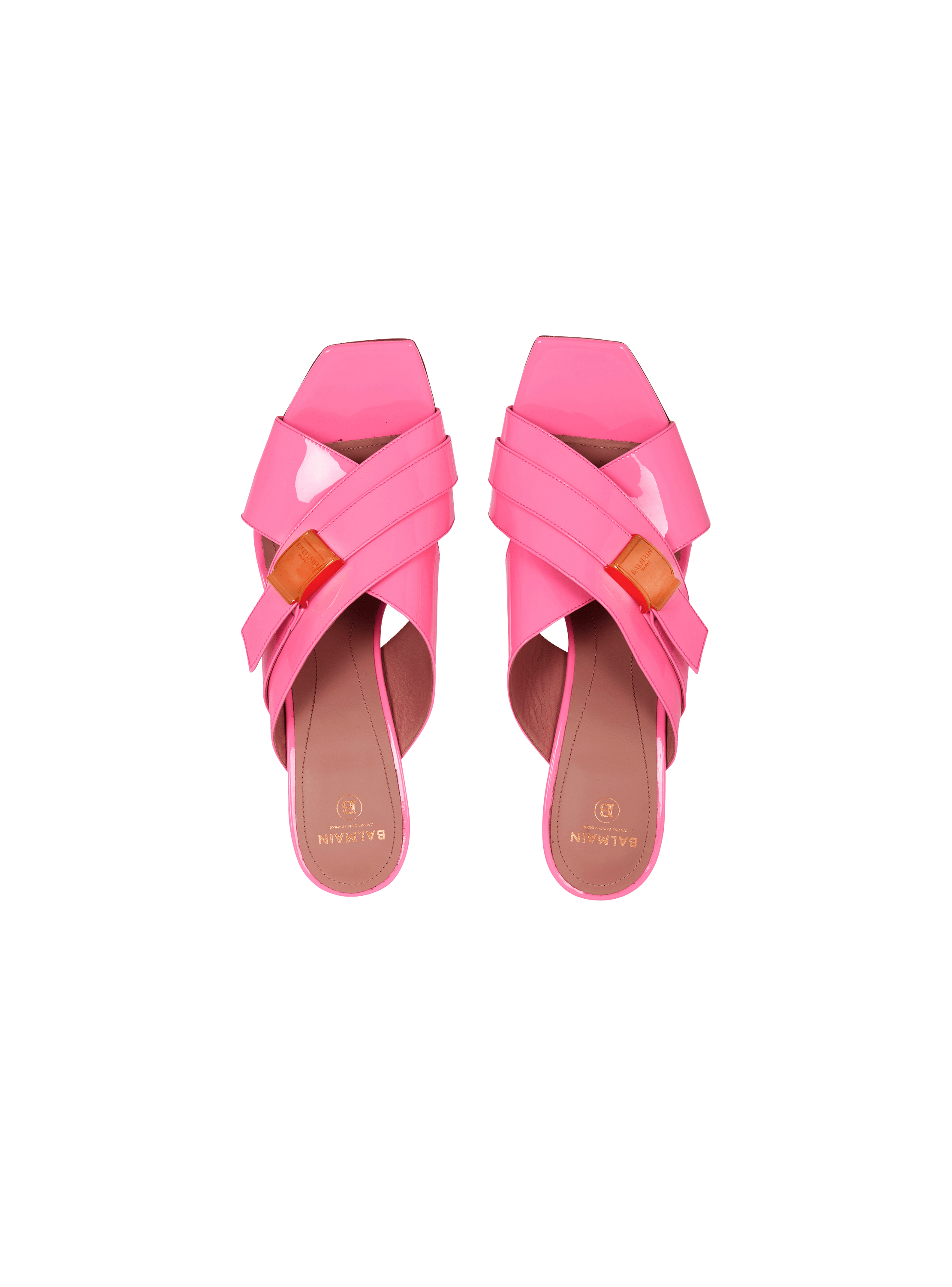 Uma mules in patent leather pink - Women | BALMAIN