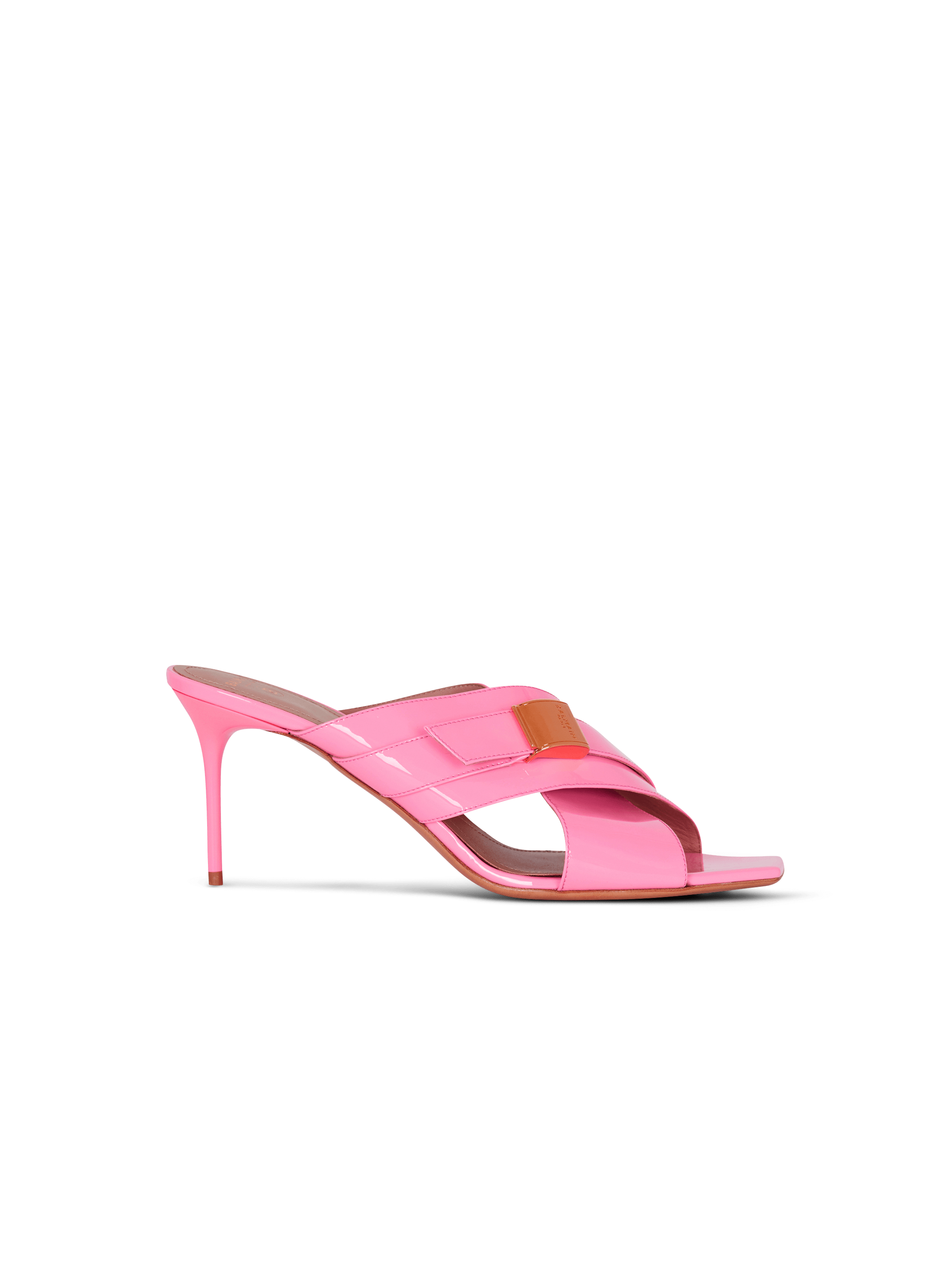Uma mules in patent leather pink - Women | BALMAIN