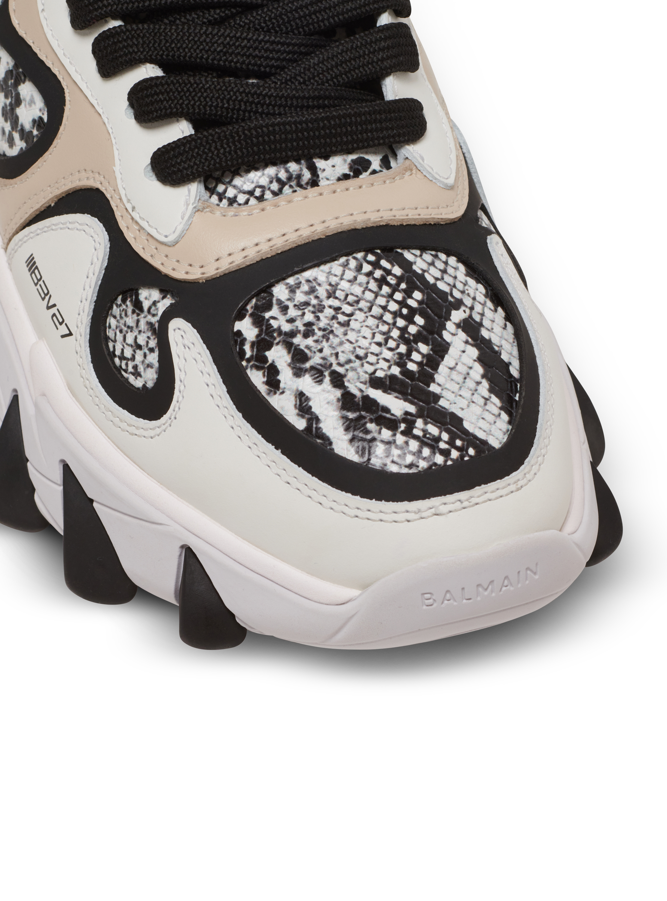 B-East snakeskin-effect leather, suede and mesh trainers