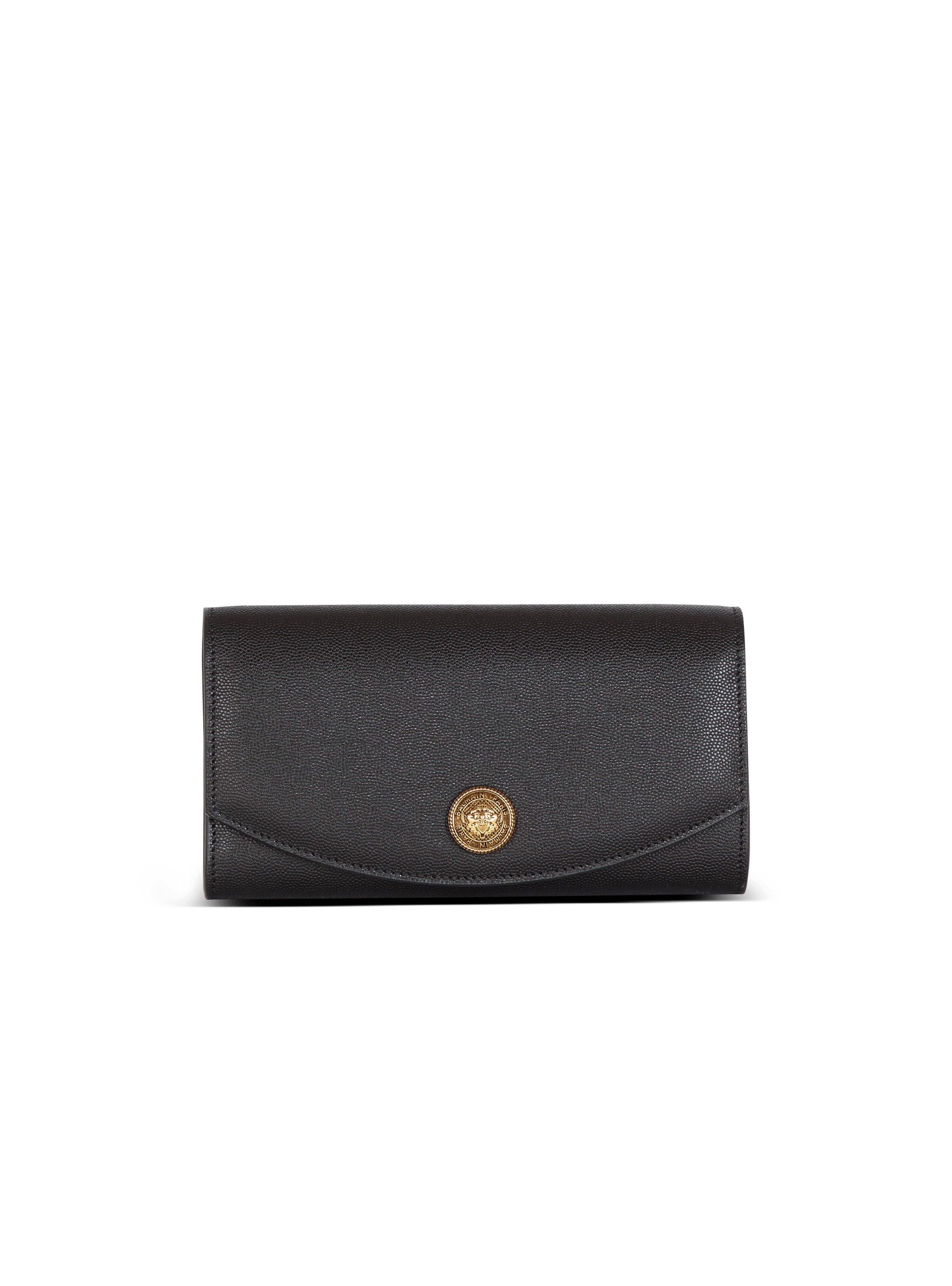 Emblème grained calfskin clutch black Women BALMAIN