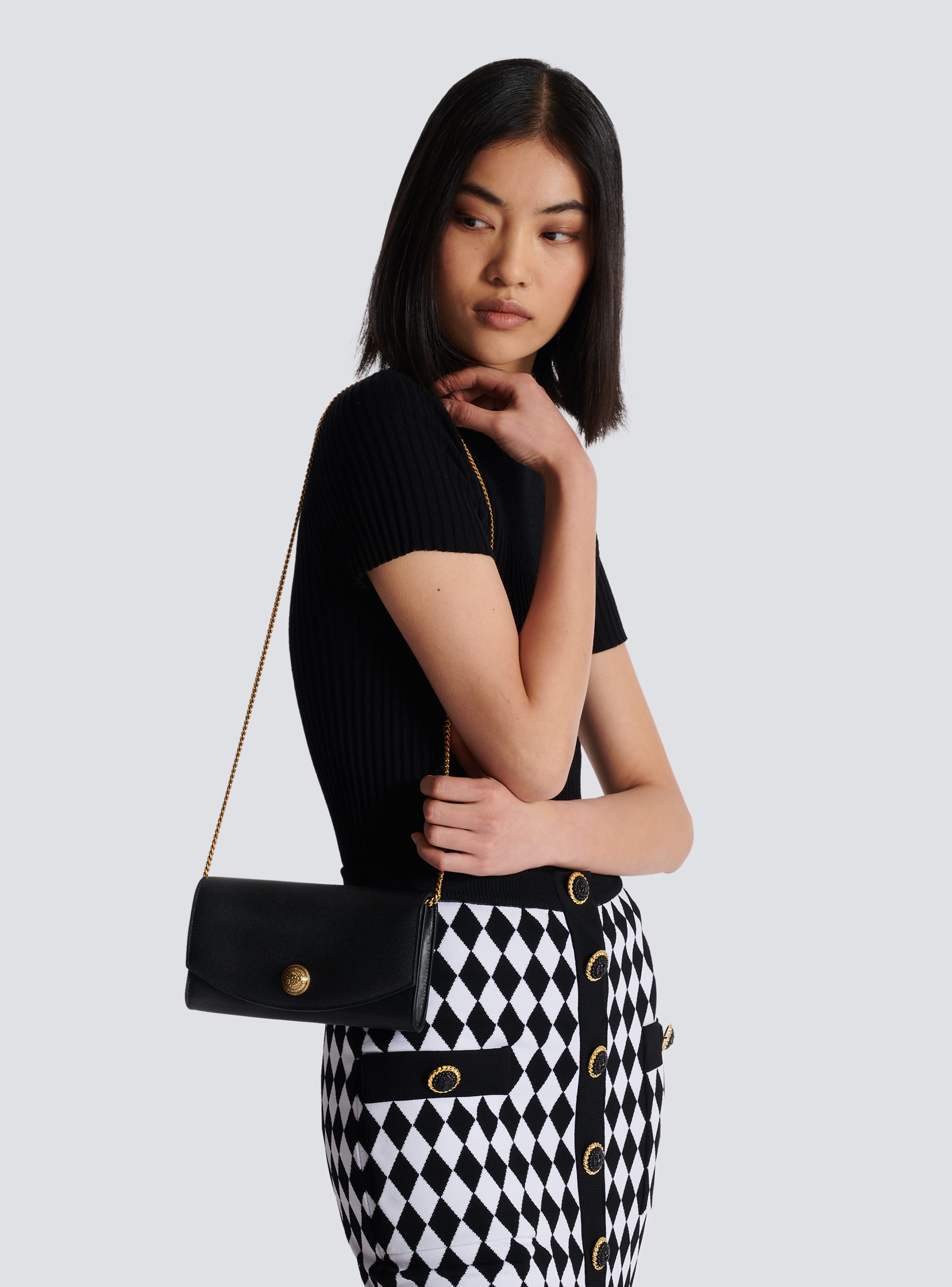 Black and white checkered clutch shop