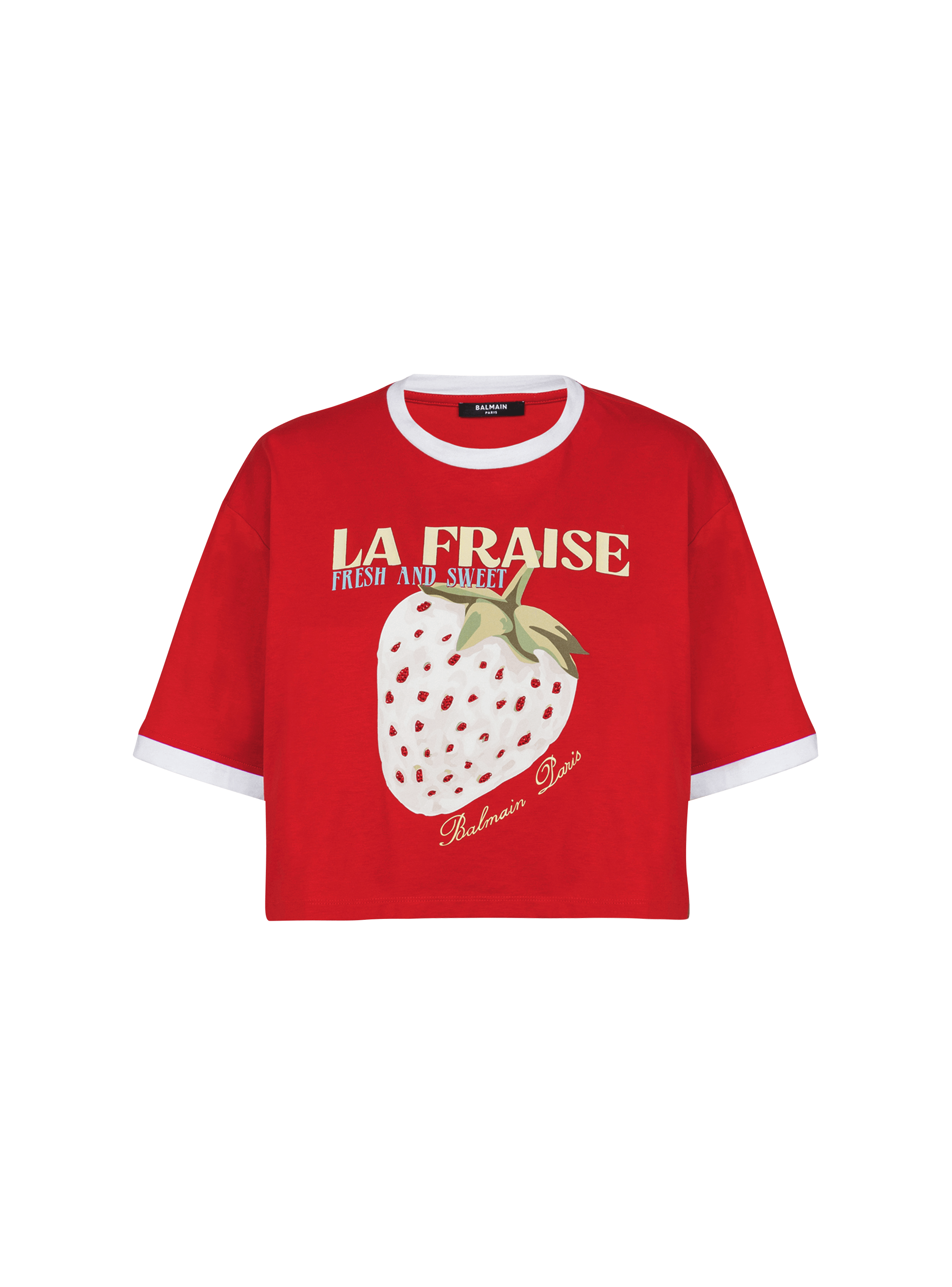 Kurzes T-Shirt mit Balmain Fraise-Print