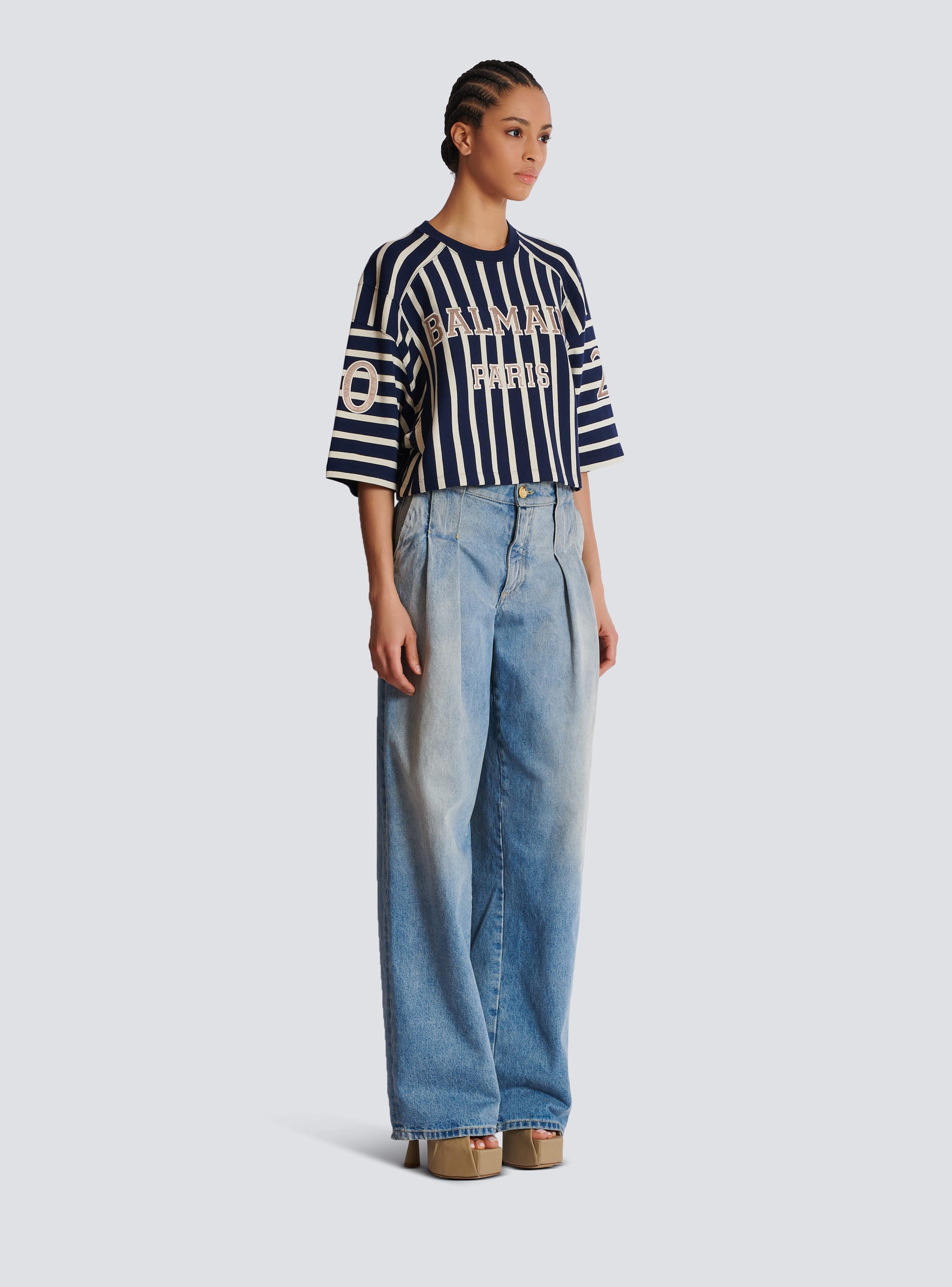 Striped Balmain Baseball T-shirt - Women | BALMAIN