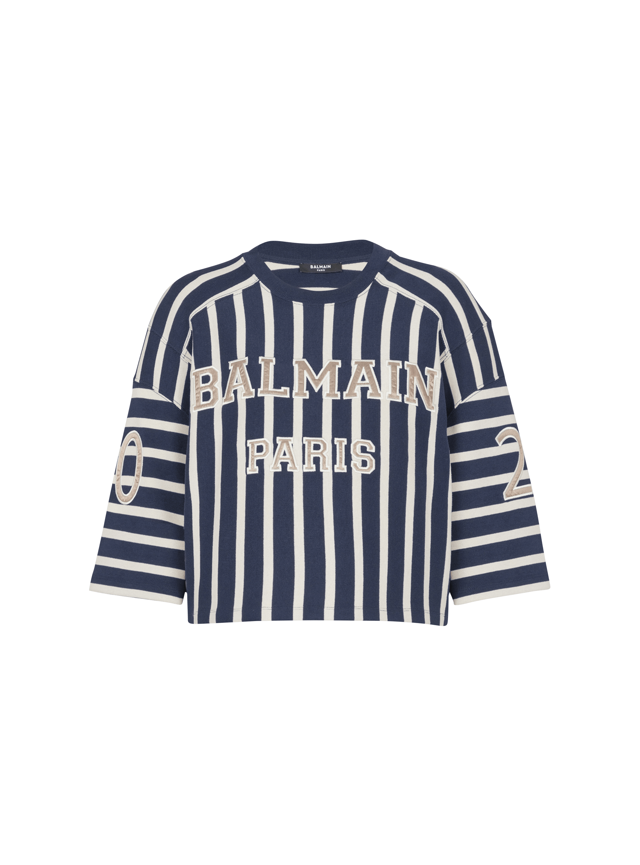 Striped Balmain Baseball T-shirt