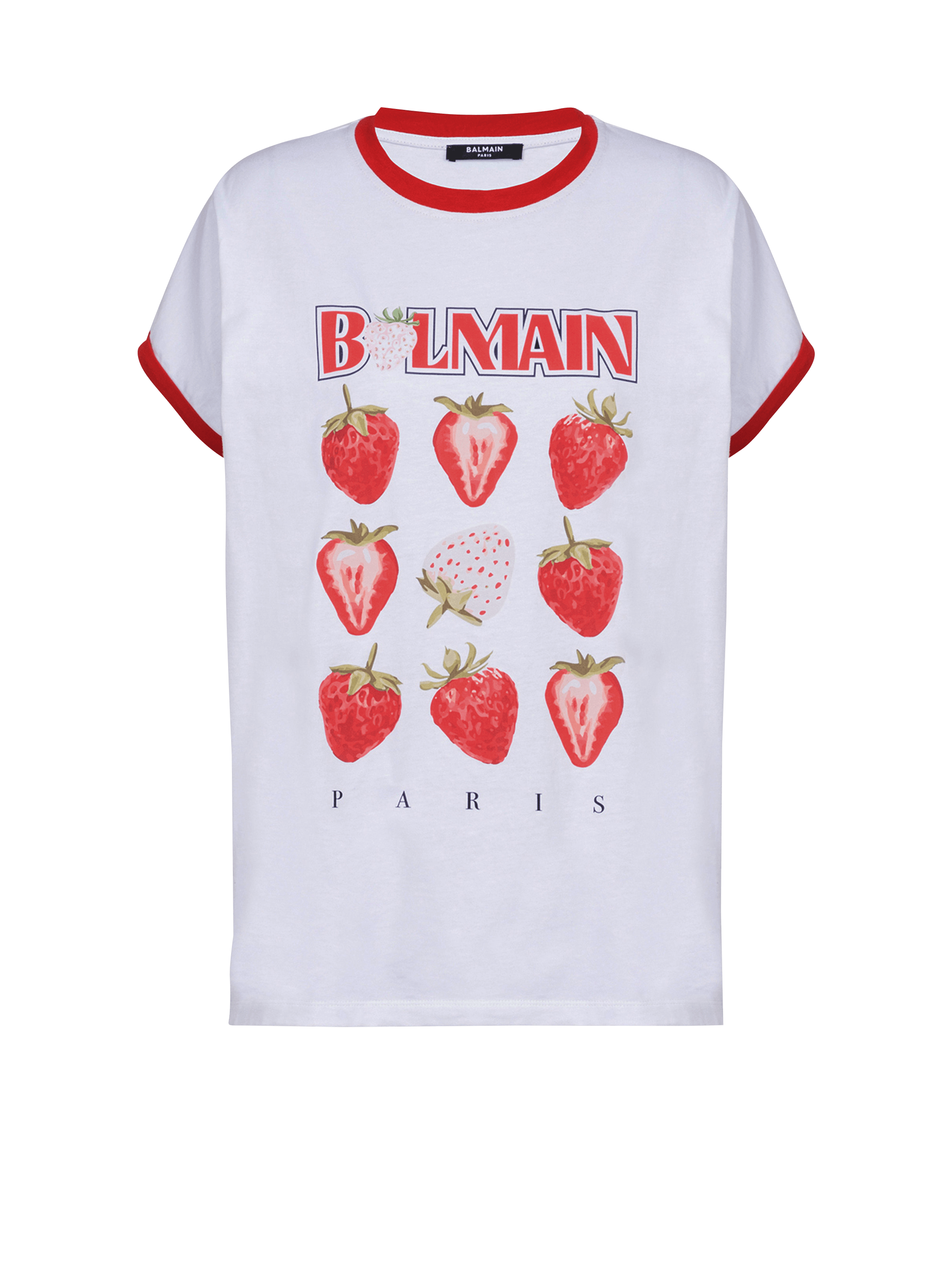 Camiseta estampada bicolor Balmain Fraise