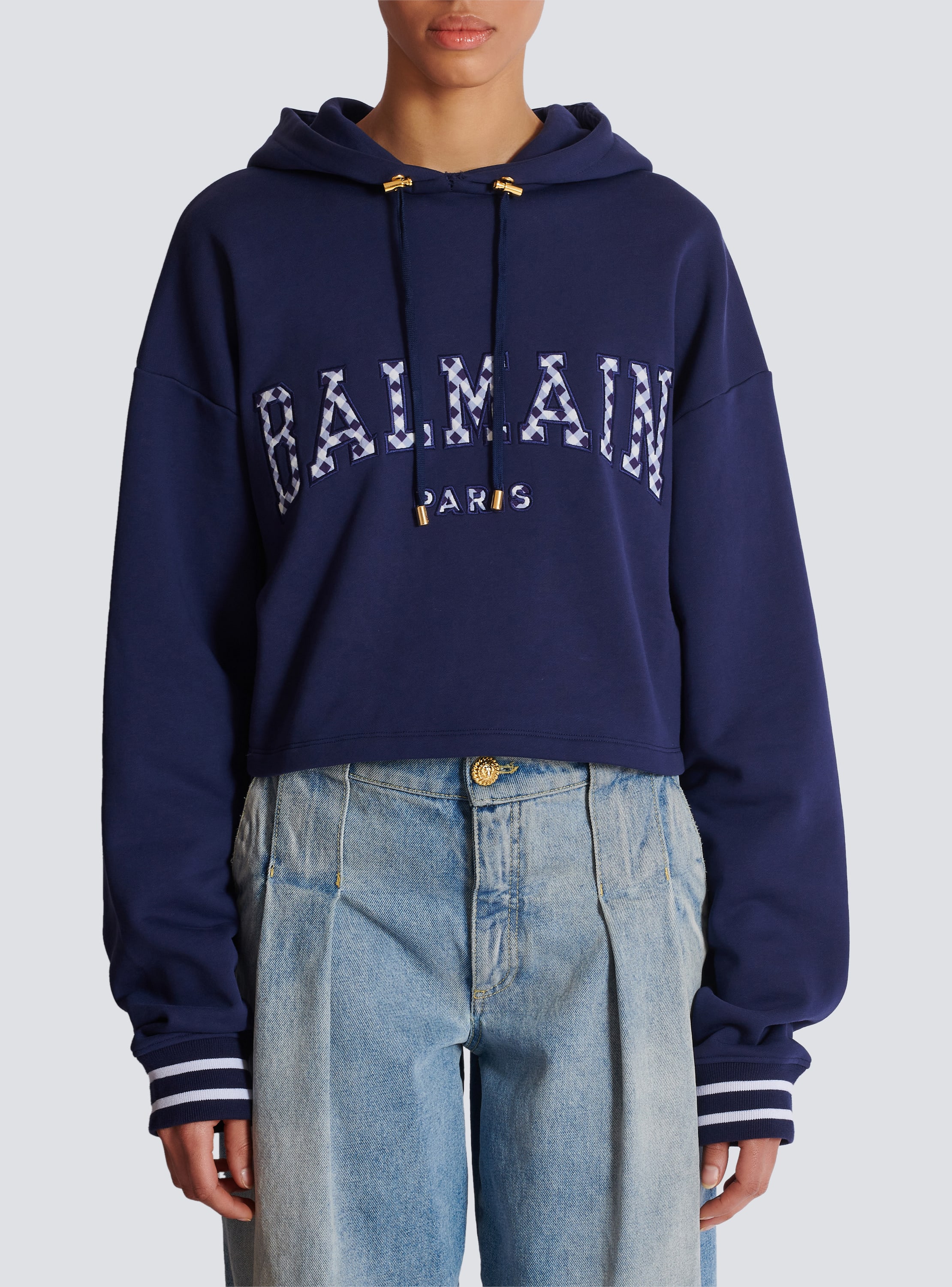 Balmain Paris gingham hoodie