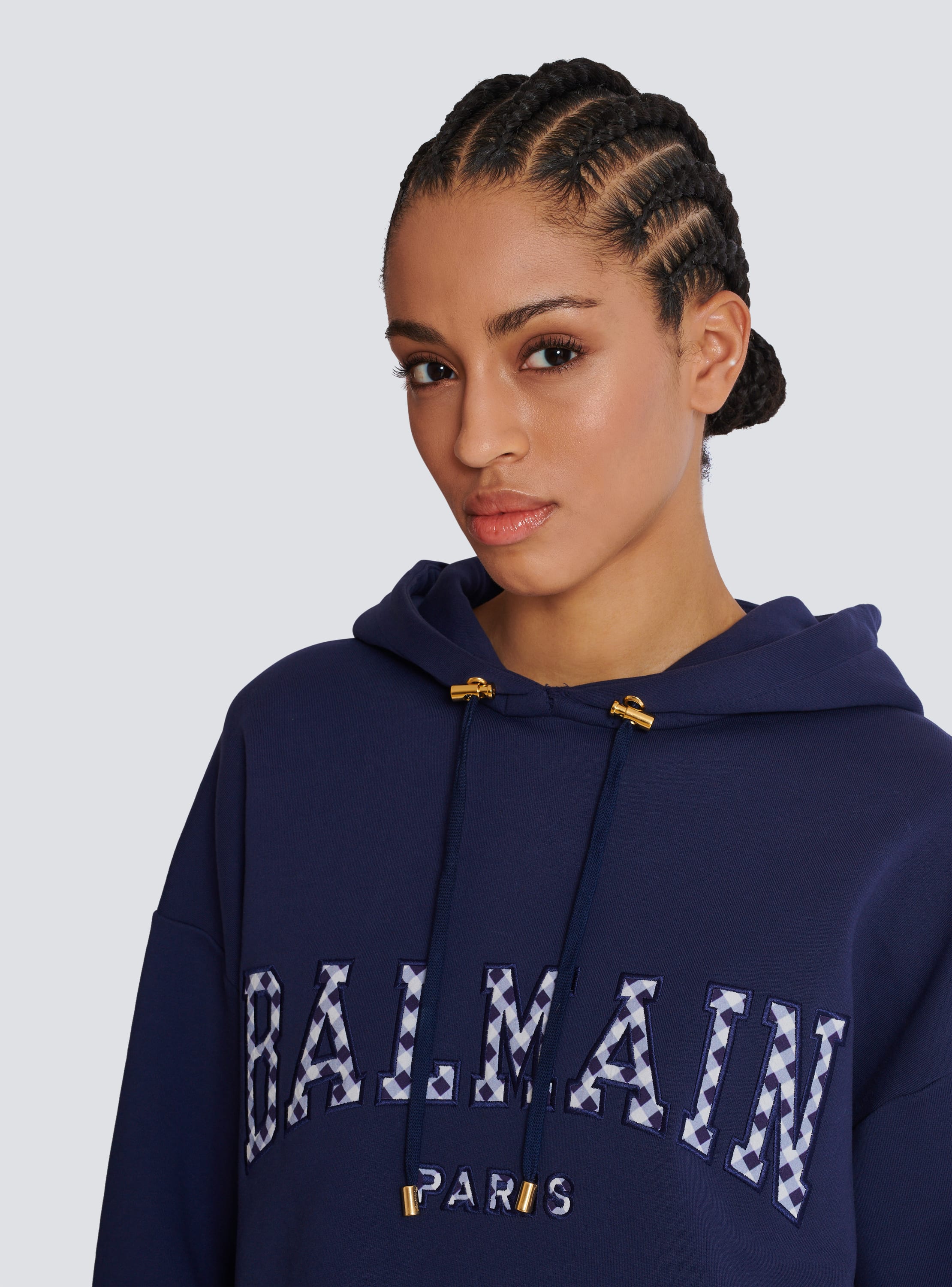 Balmain Paris gingham hoodie Women BALMAIN