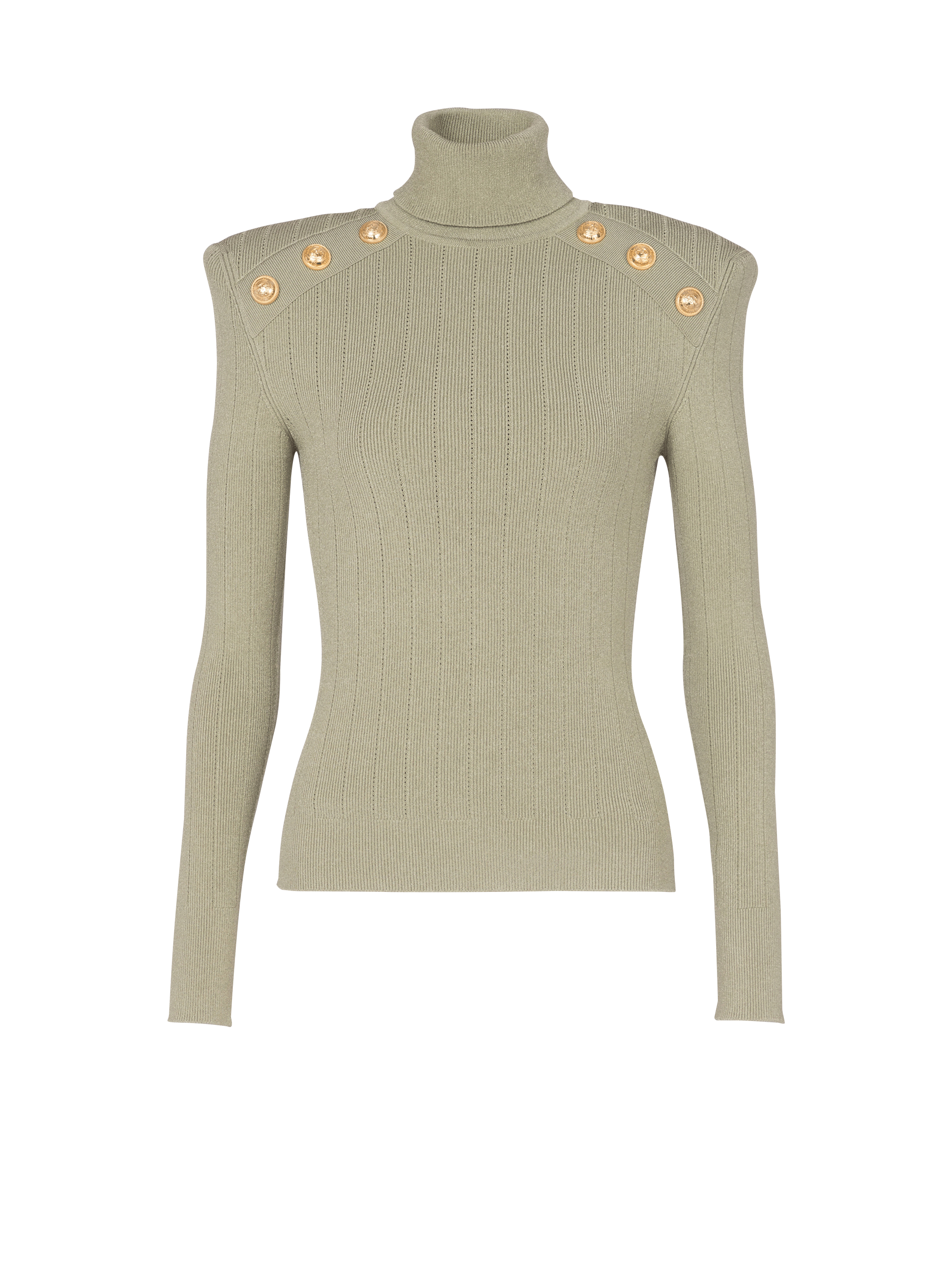 BUTTON-TRIMMED TURTLENECK SWEATER