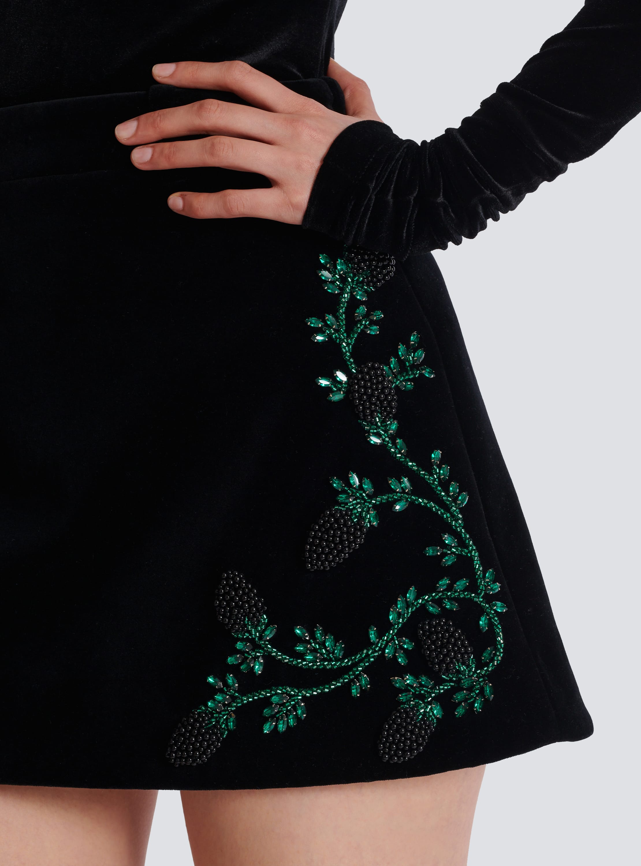 Embroidered velvet skirt best sale