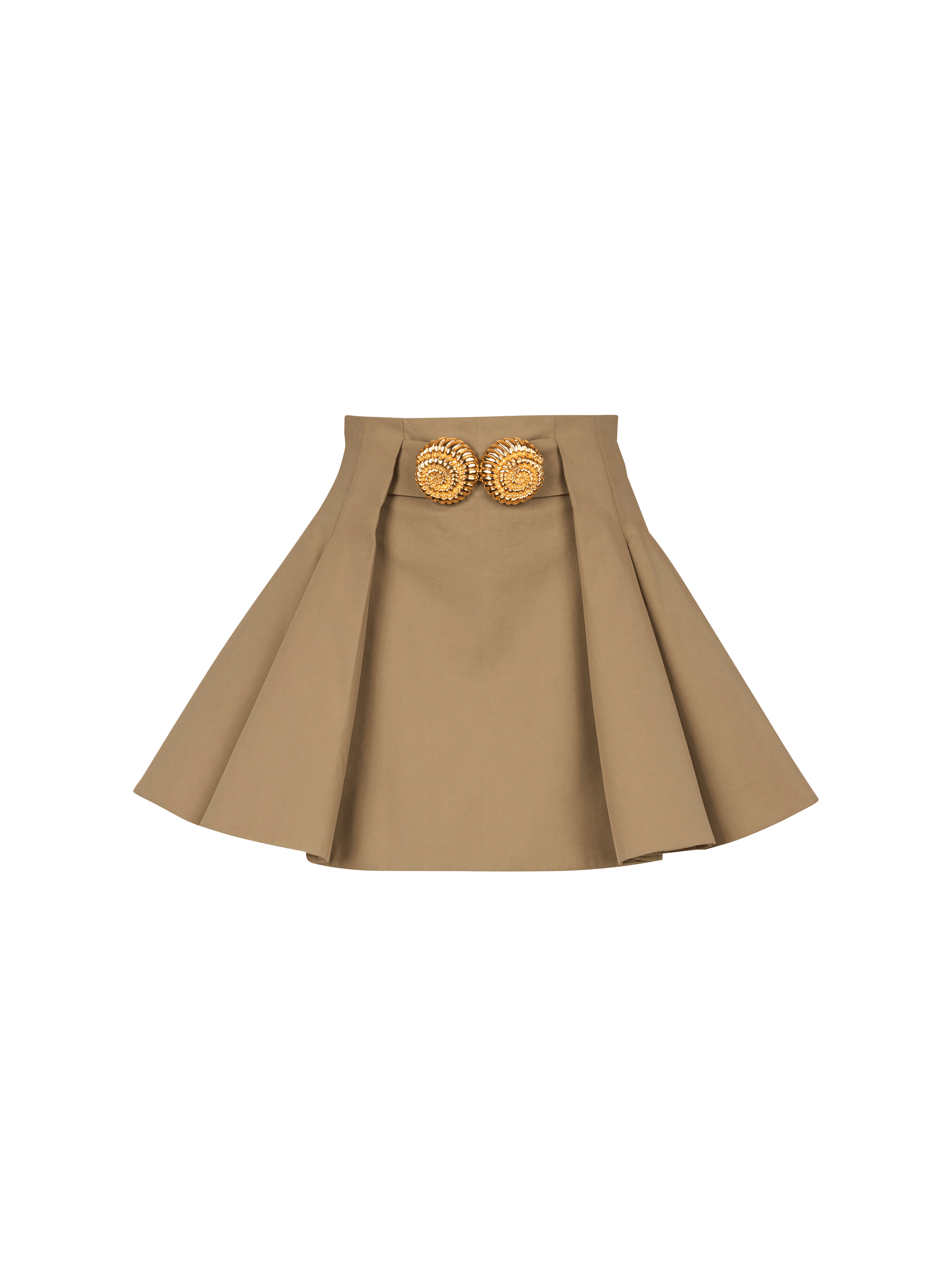 Flared pleated grain de poudre skirt