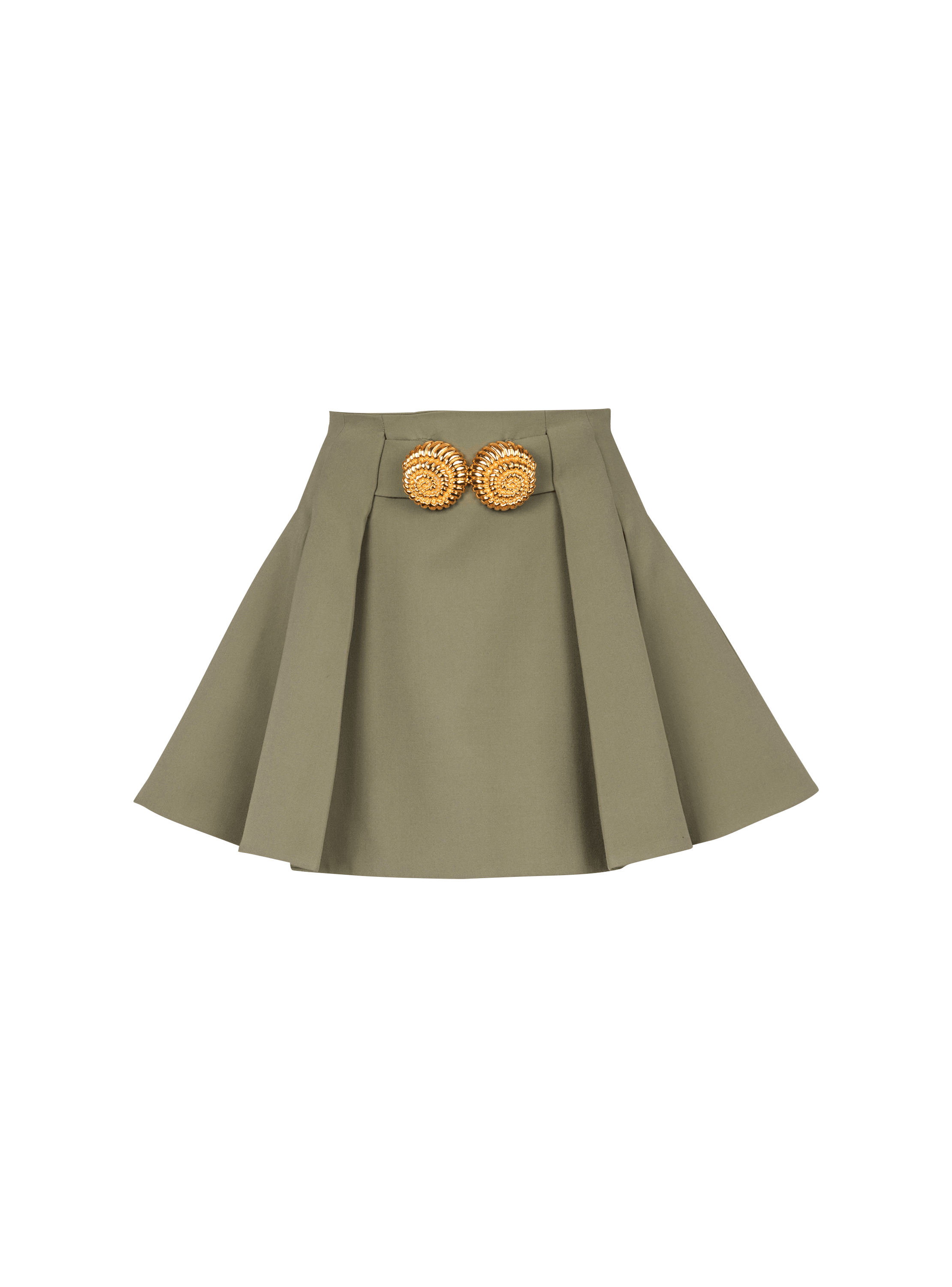 Short pleated skirt in grain de poudre