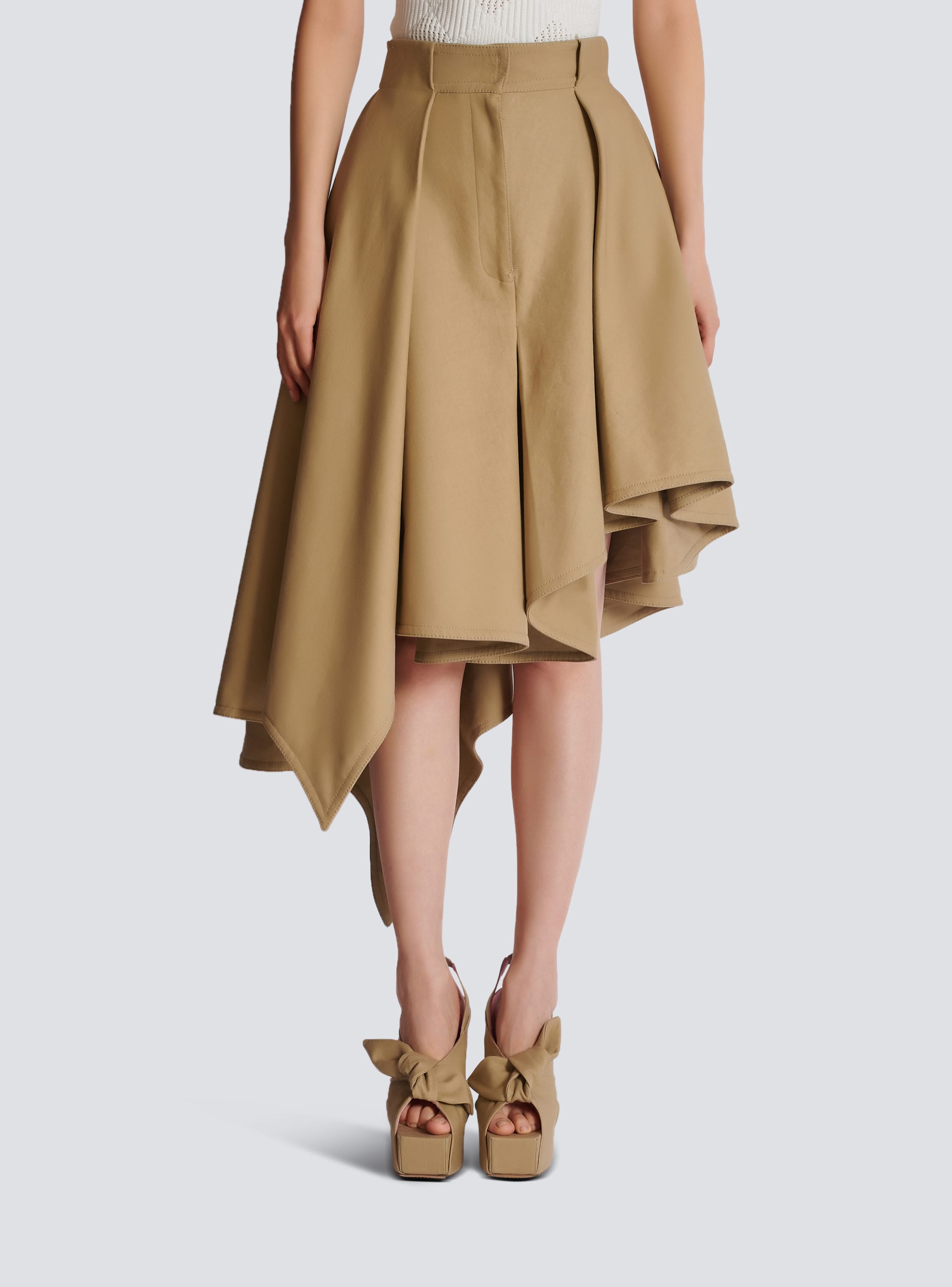 Asymmetric pleated cotton skirt Women BALMAIN