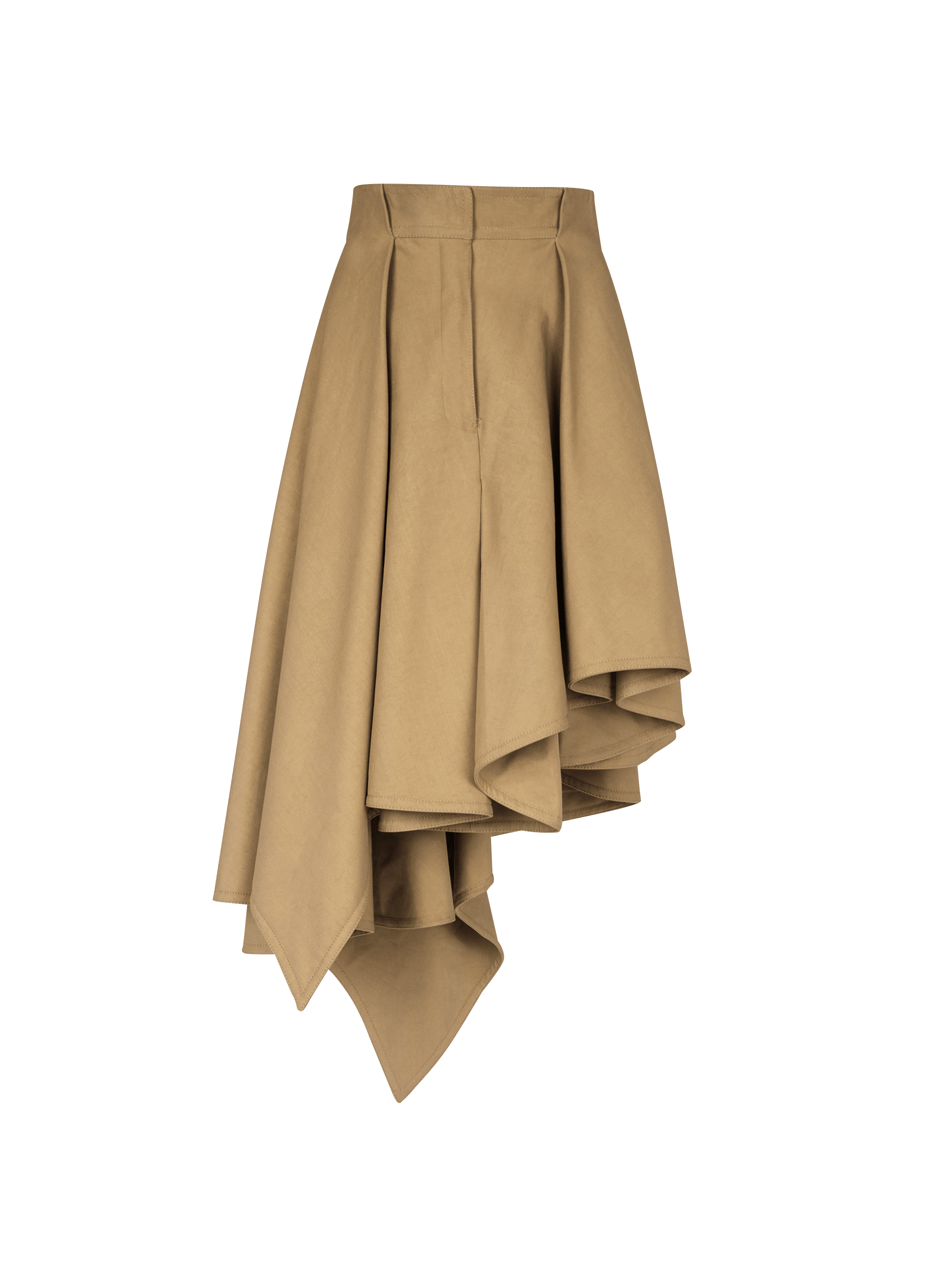 Asymmetric pleated cotton skirt