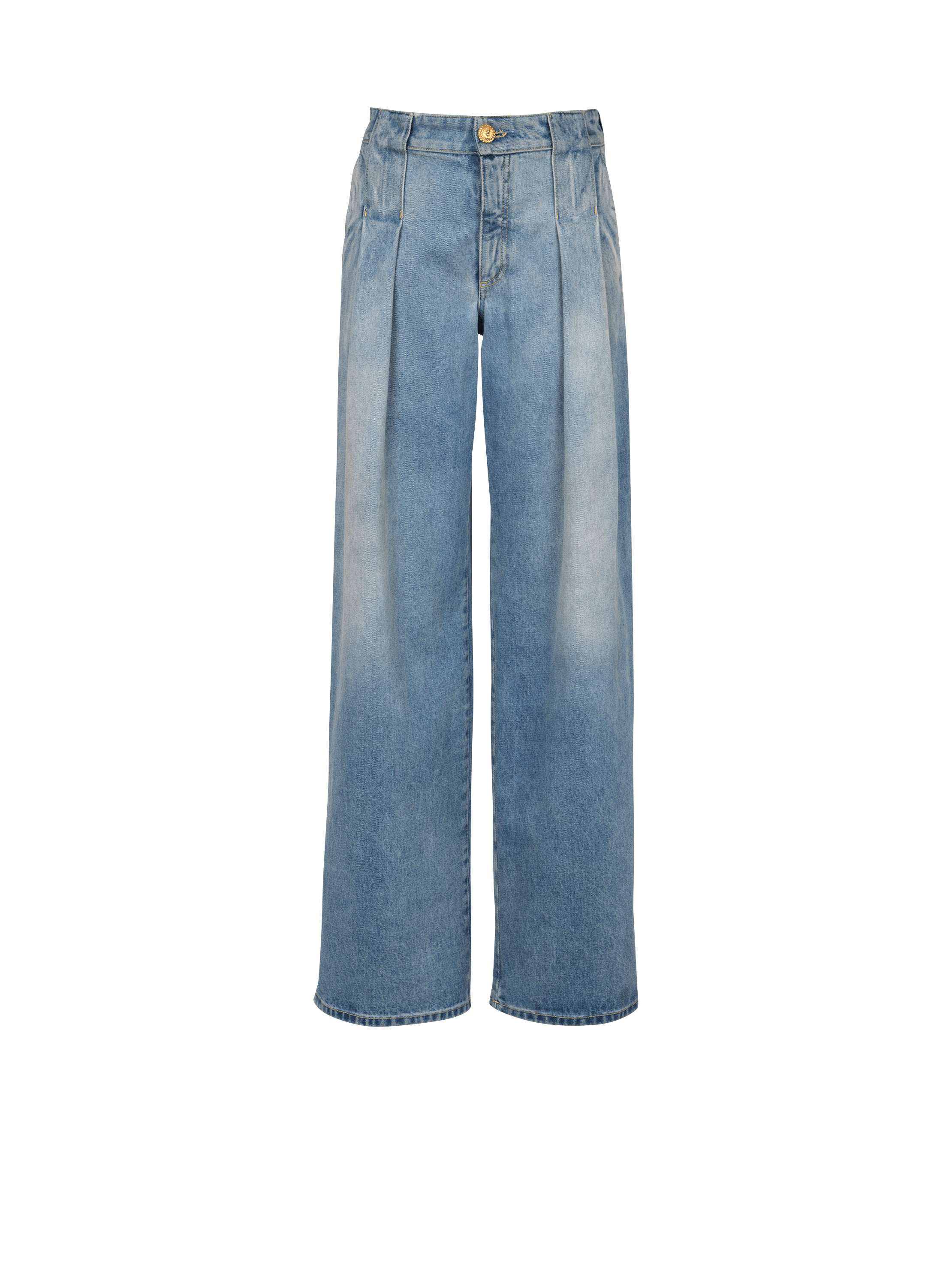 Pleated denim jeans