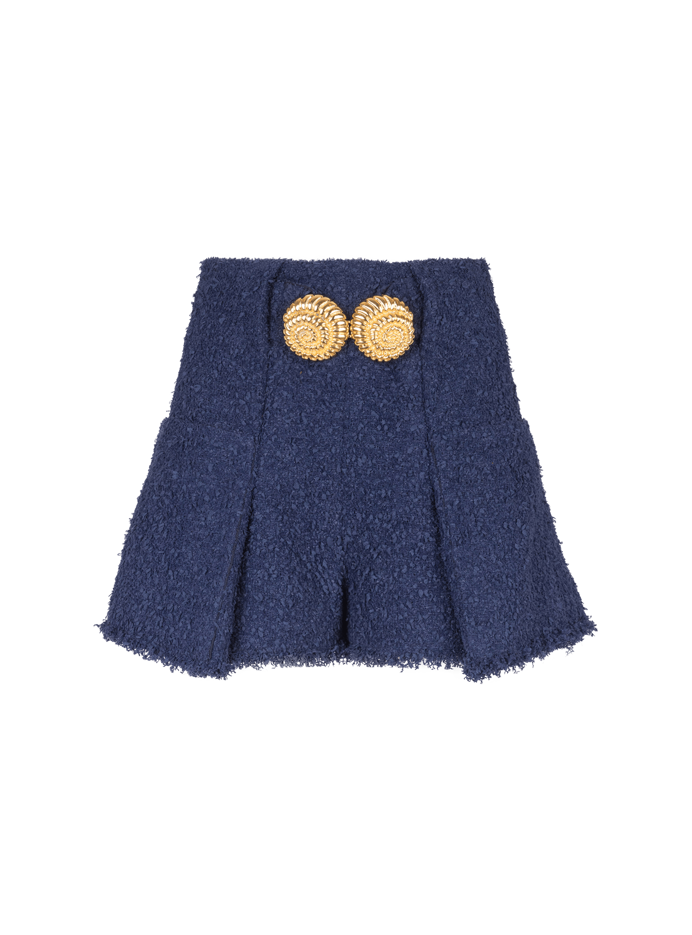 Tweedshorts mit Gürtel und „Escargot“-Knöpfen