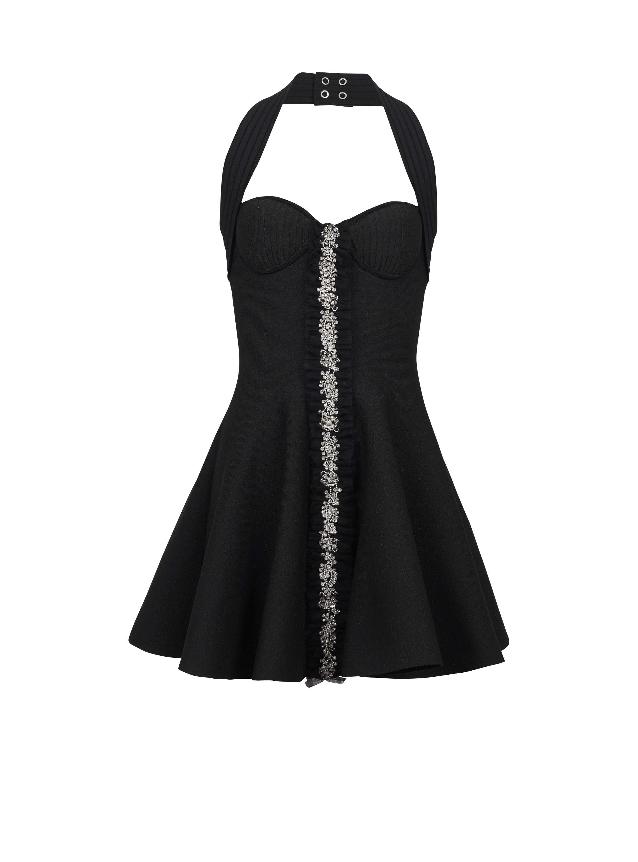 Vestido estilo patinadora de punto con espalda descubierta