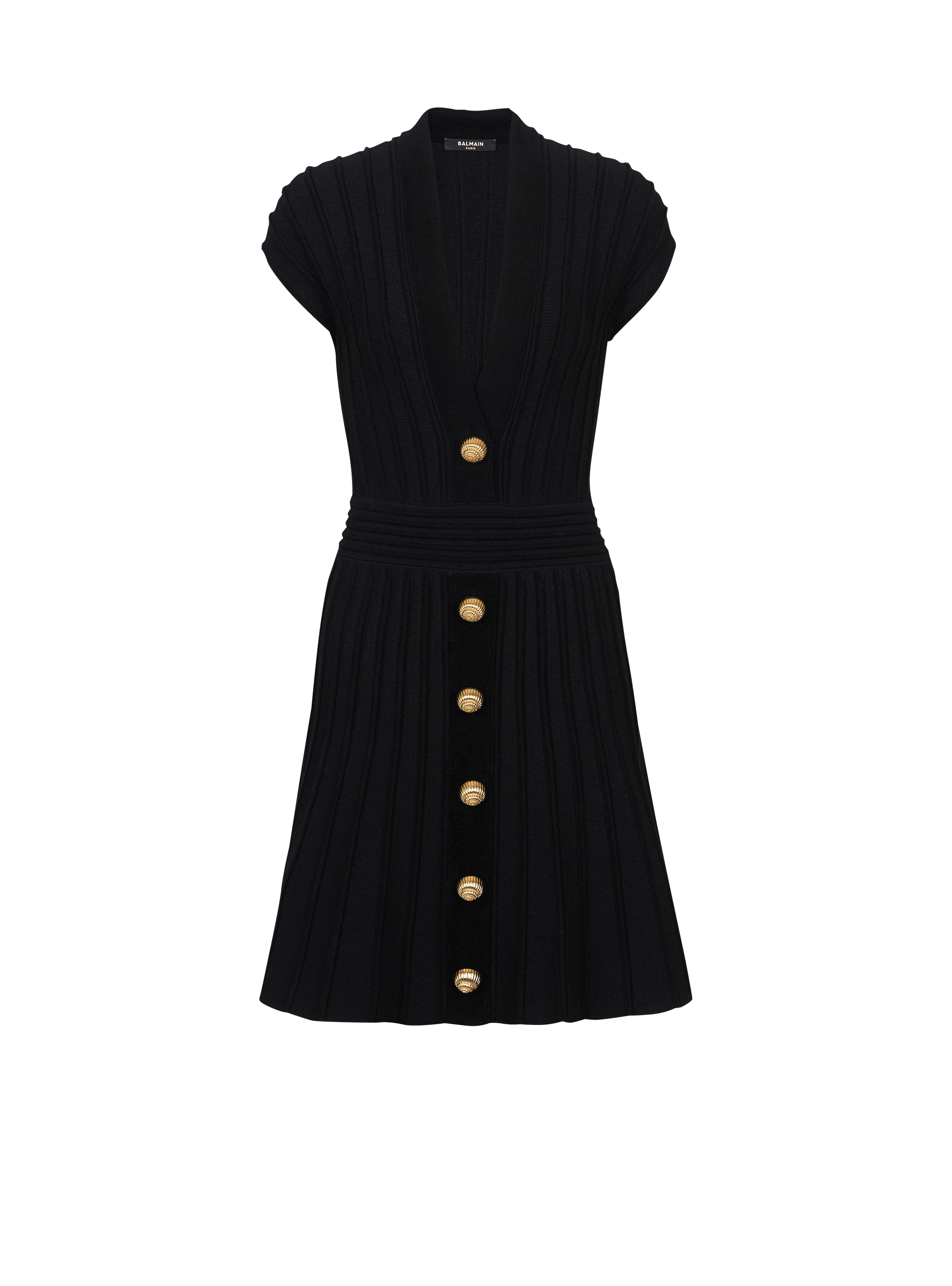 Robe courte en velour à boutons