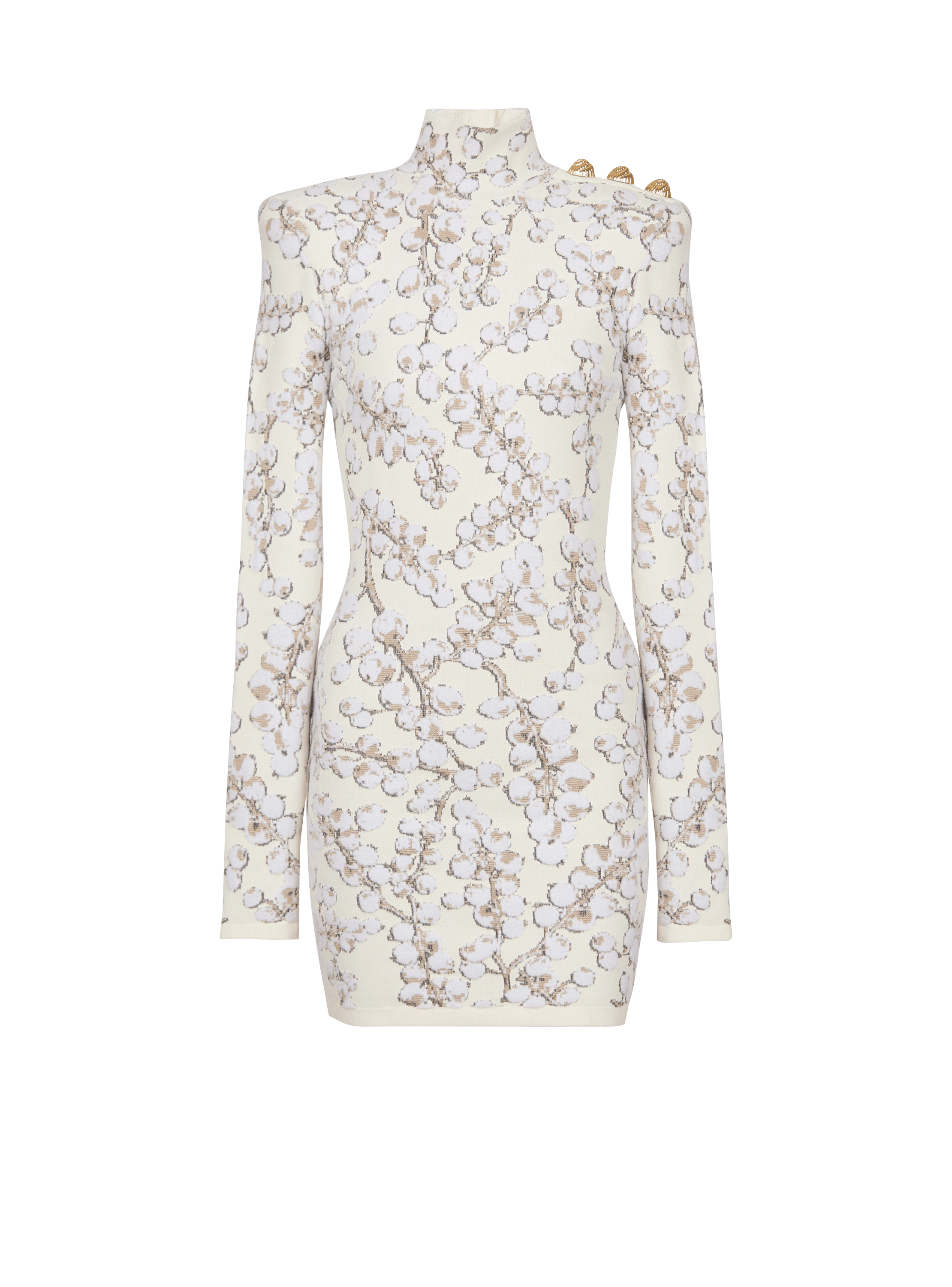 Redcurrant jacquard knit short dress white Women BALMAIN