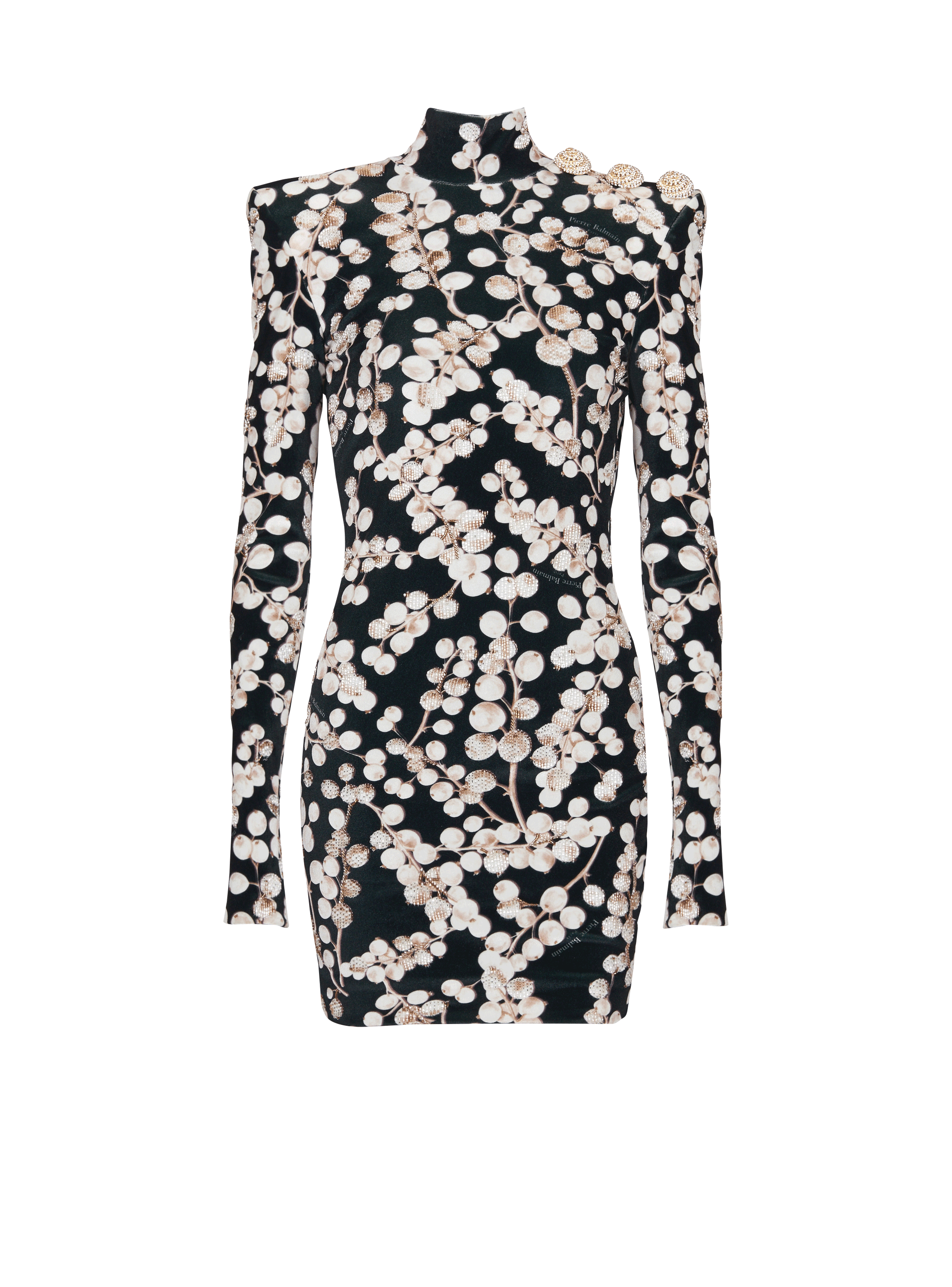 Robe dos nu en velours imprime Groseille noir Femme BALMAIN