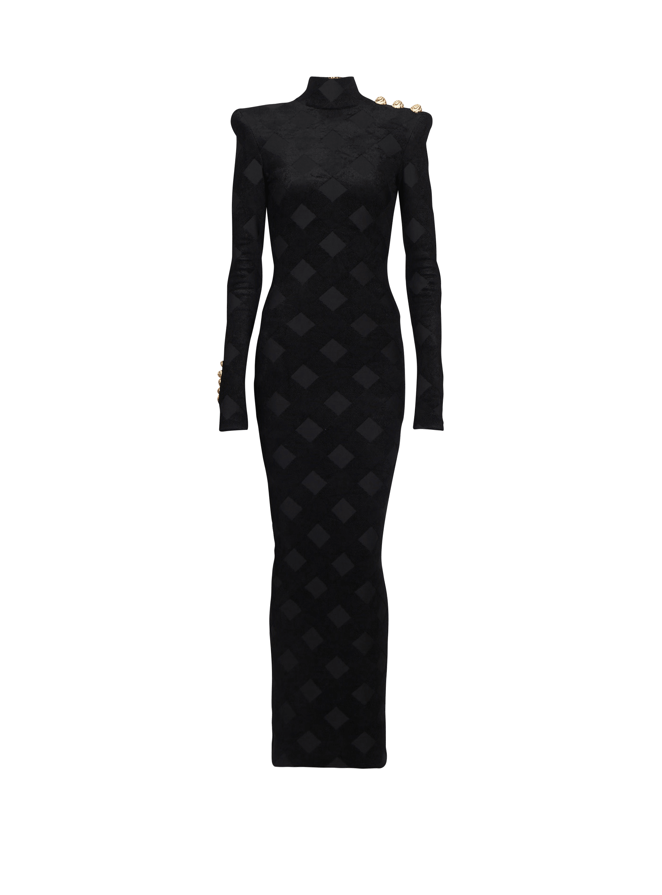 Langes Kleid aus kariertem Bouclé