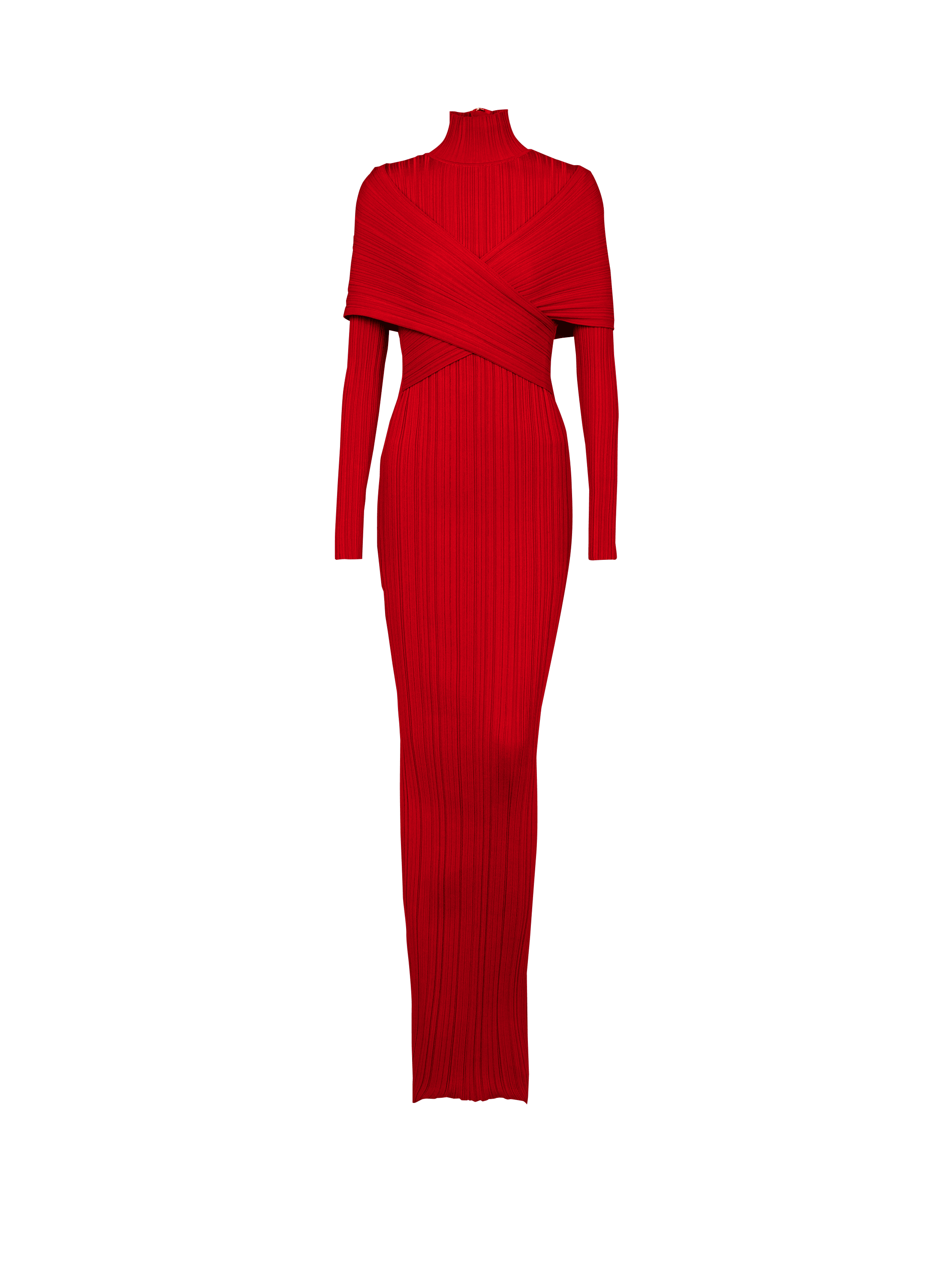 Long pleated knit dress Women BALMAIN