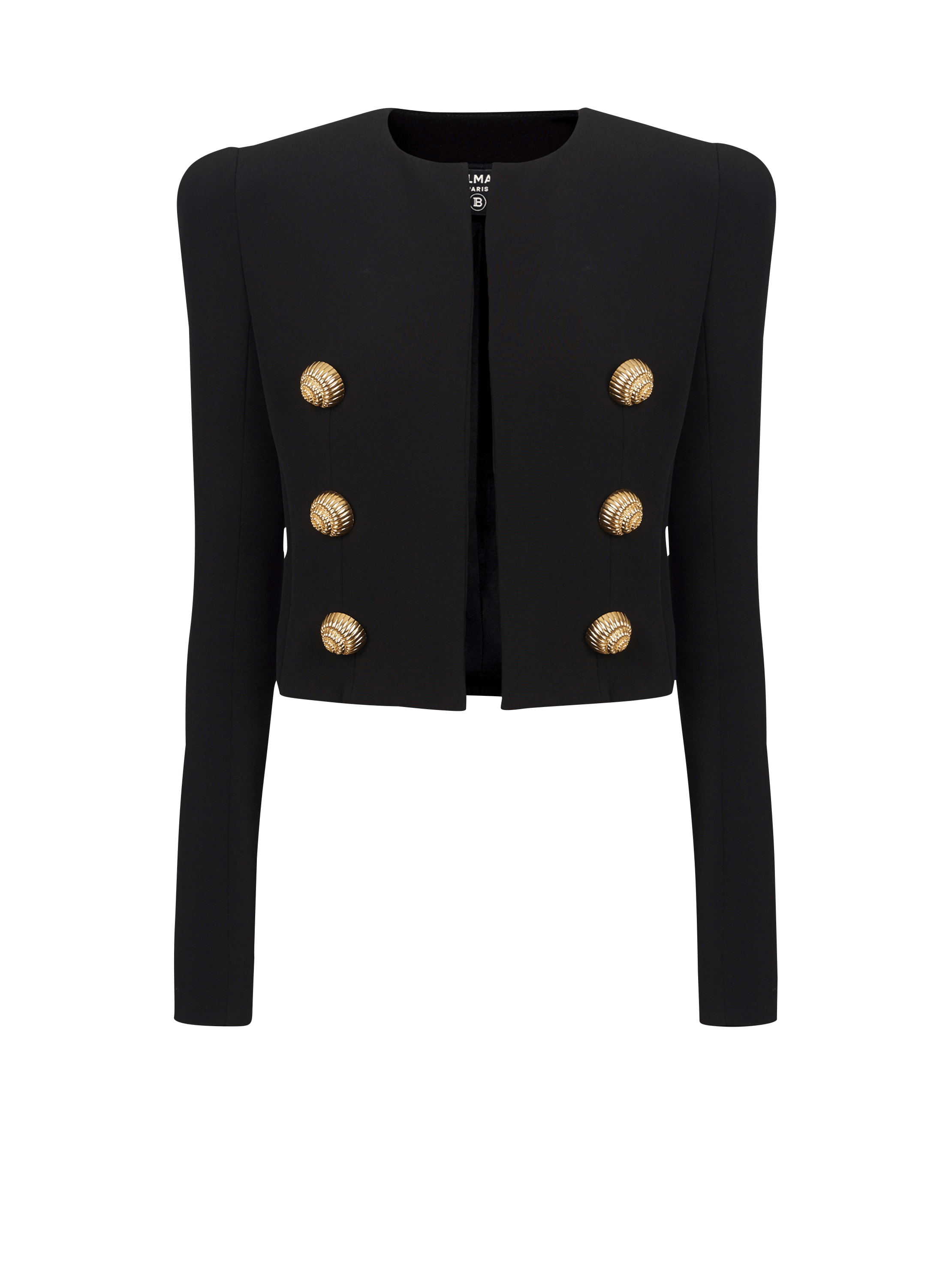 Buttoned cropped crepe jacket